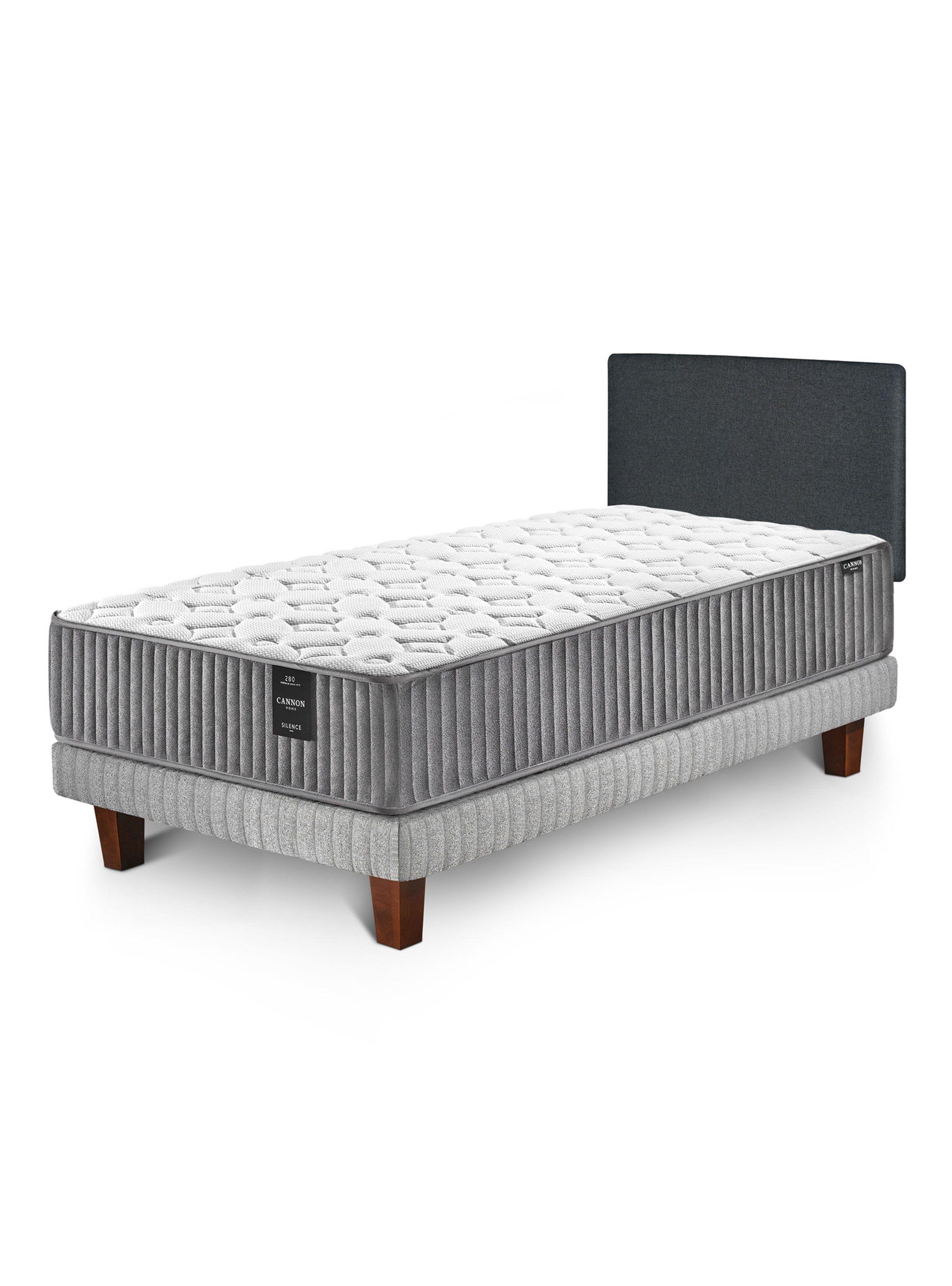 Cama Europea 1.5 Plazas Silence + Respaldo Wall Marengo-0