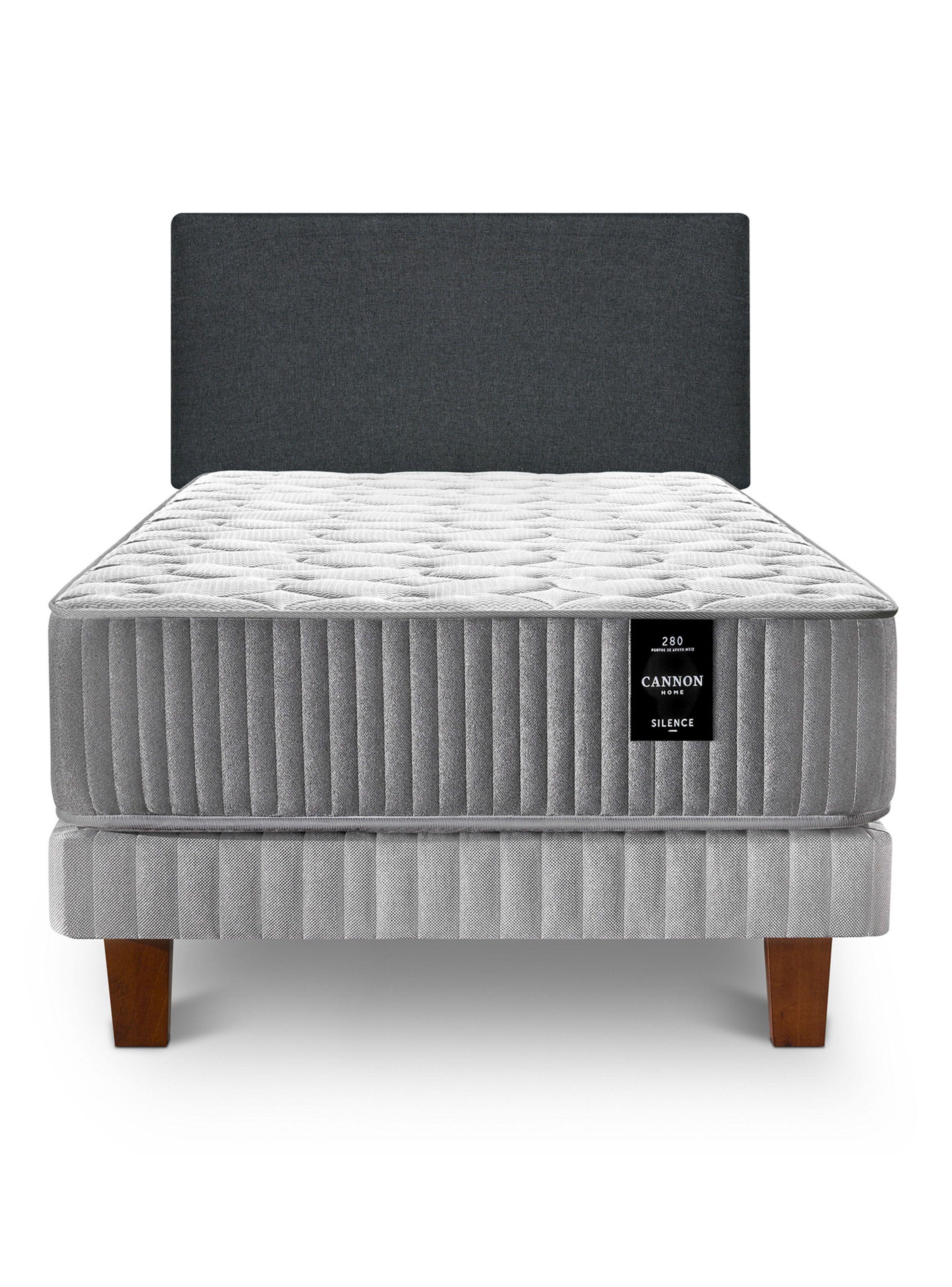 Cama Europea 1.5 Plazas Silence + Respaldo Wall Marengo-1