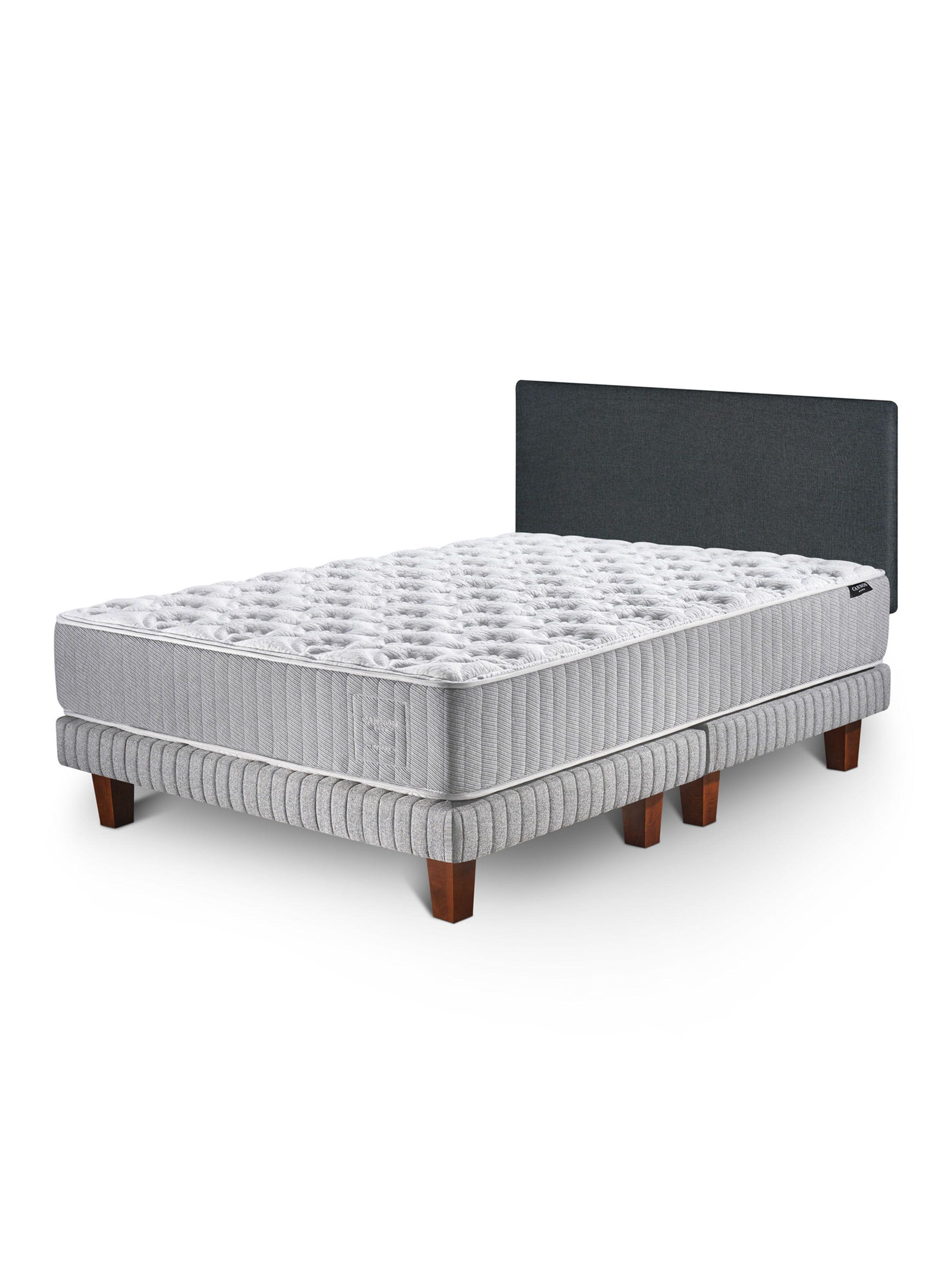 Cama Europea 2 Plazas Hybrid Cotton + Respaldo Wall Marengo-0