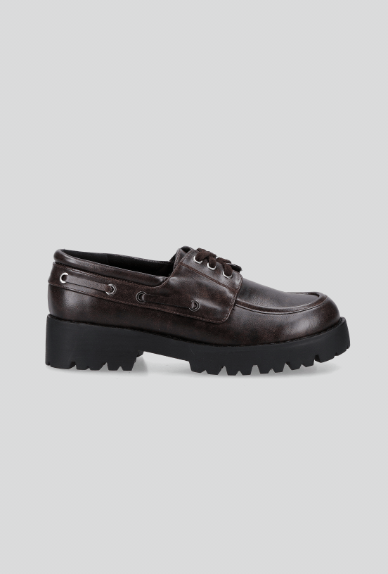 Zapato Casual Náutico Acordonado Efecto Gastado Mujer-4