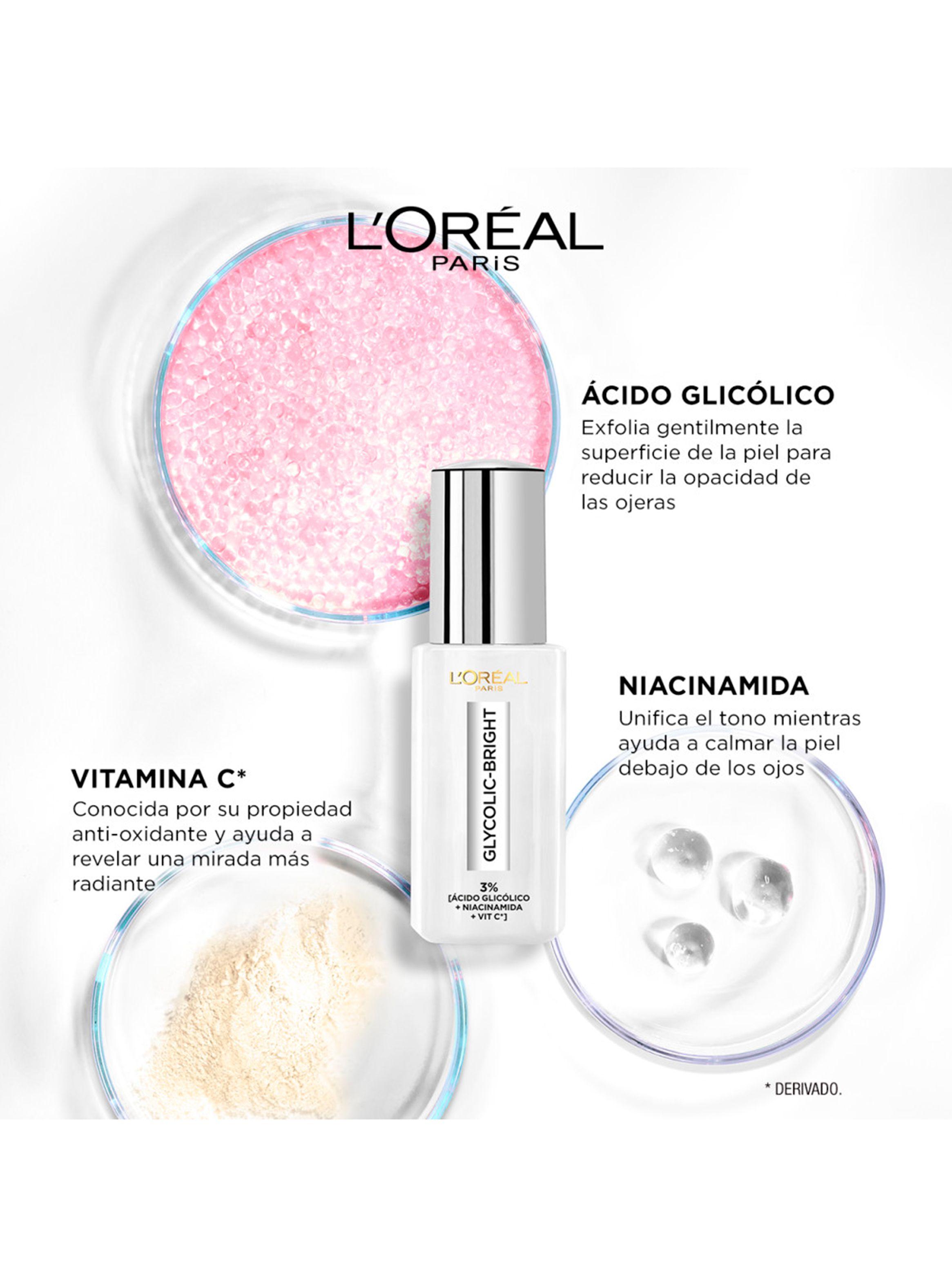 L’Oréal Paris Sérum de Ojos Glycolic Bright [3% Ácido Glicólico + Vitamina CG + Niacinamida] 20g-3