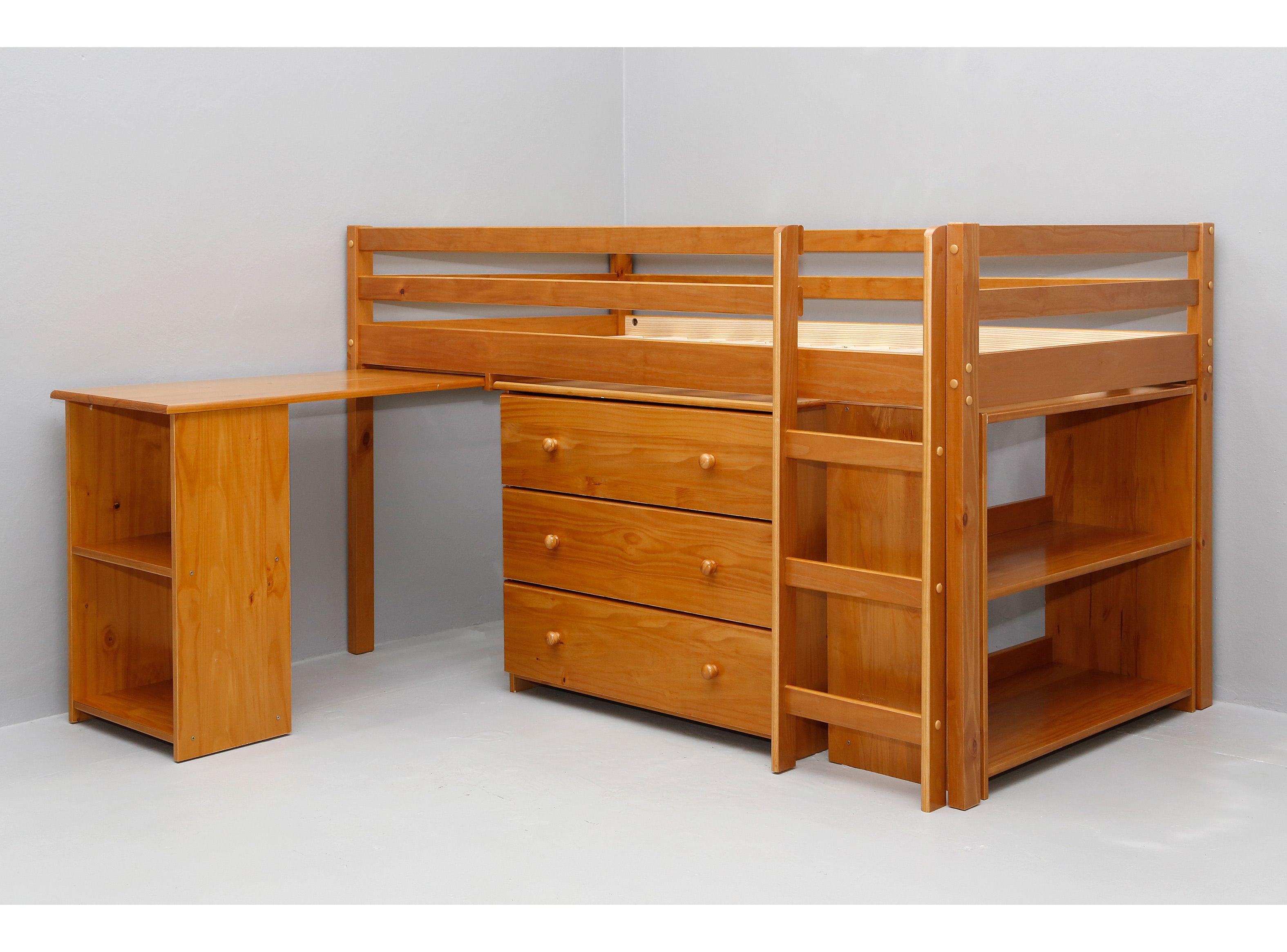 Cama Alta Studio 1.5 Plazas Miel-2
