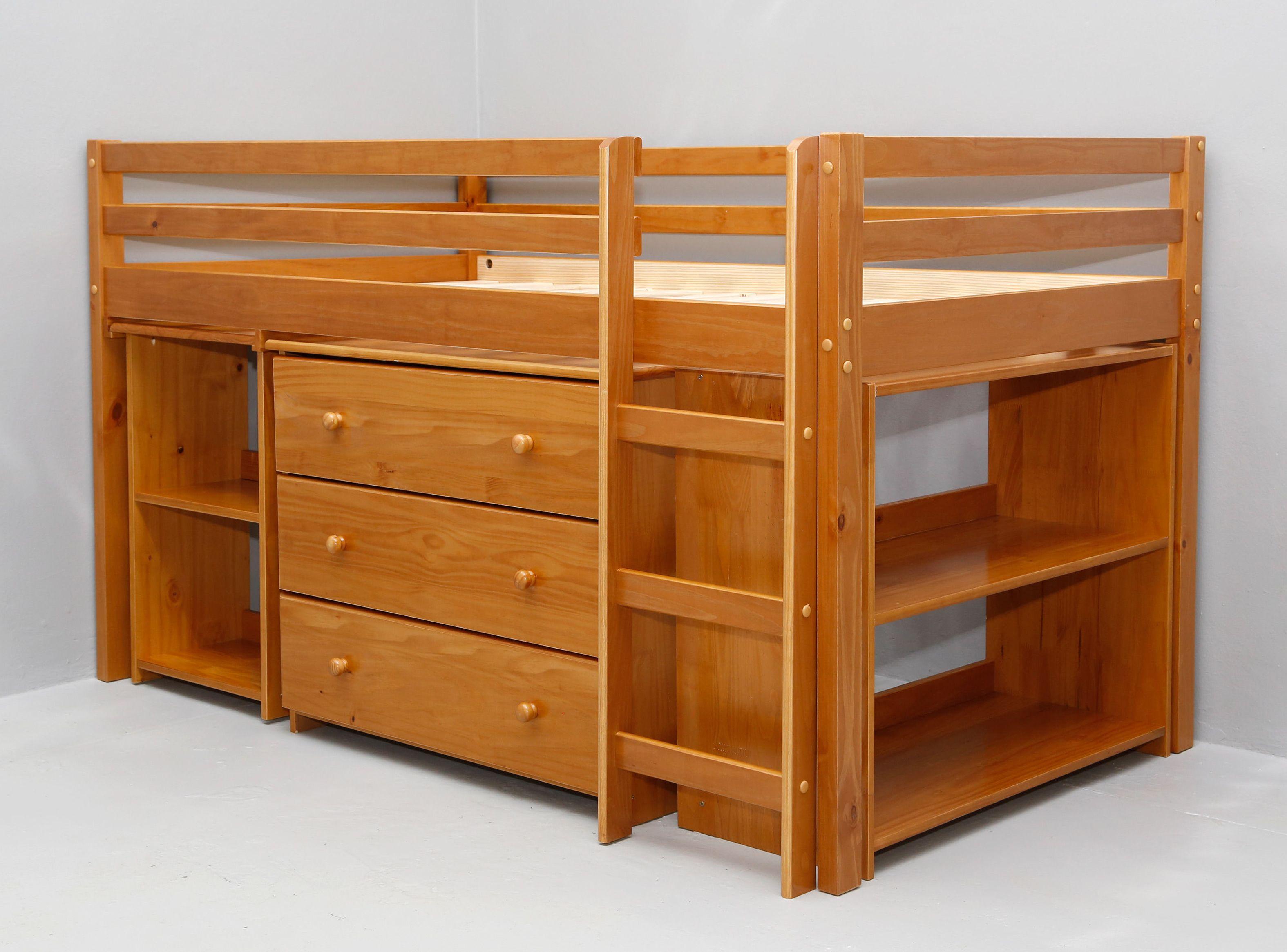 Cama Alta Studio 1.5 Plazas Miel-4