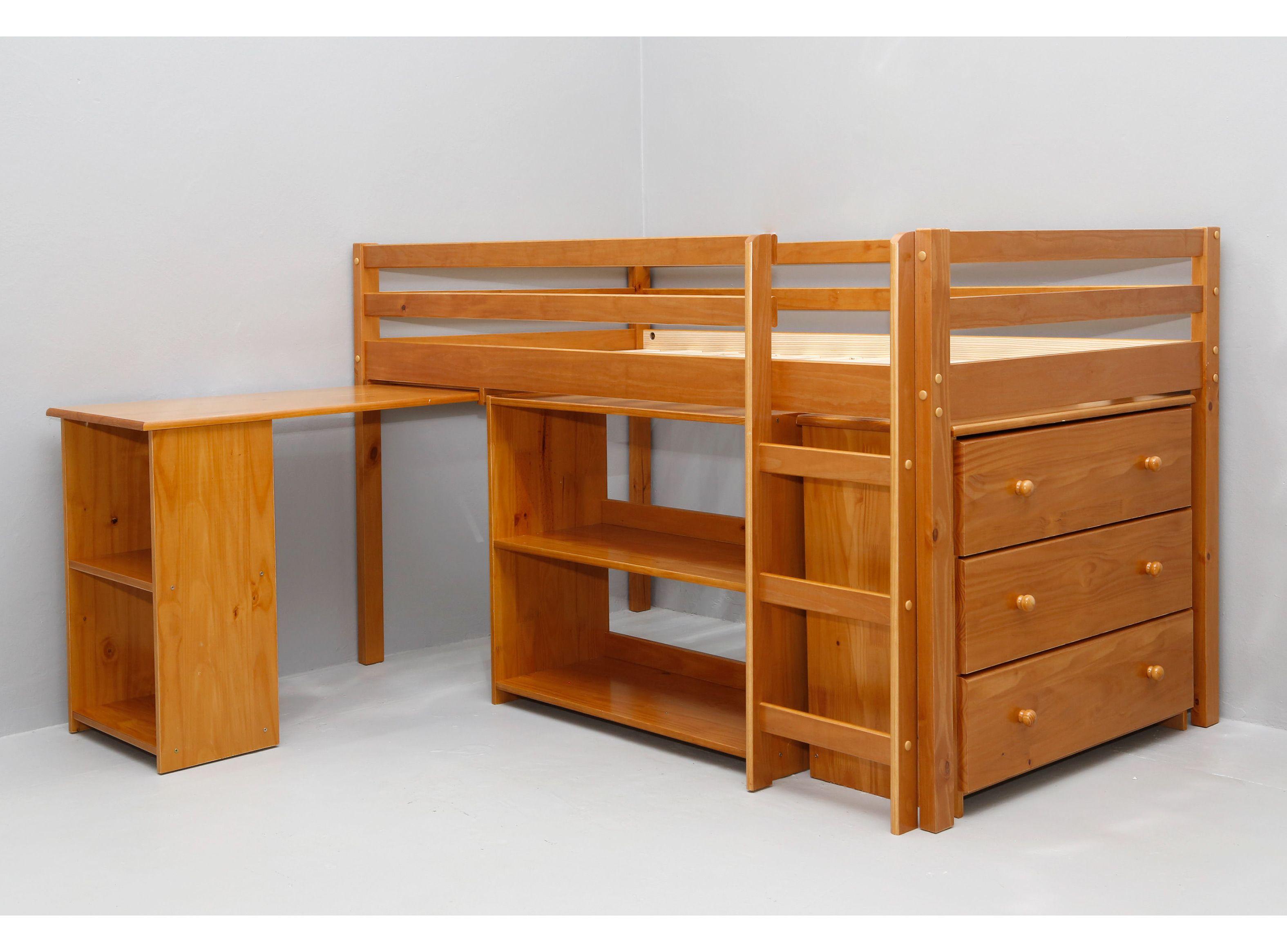 Cama Alta Studio 1.5 Plazas Miel-3