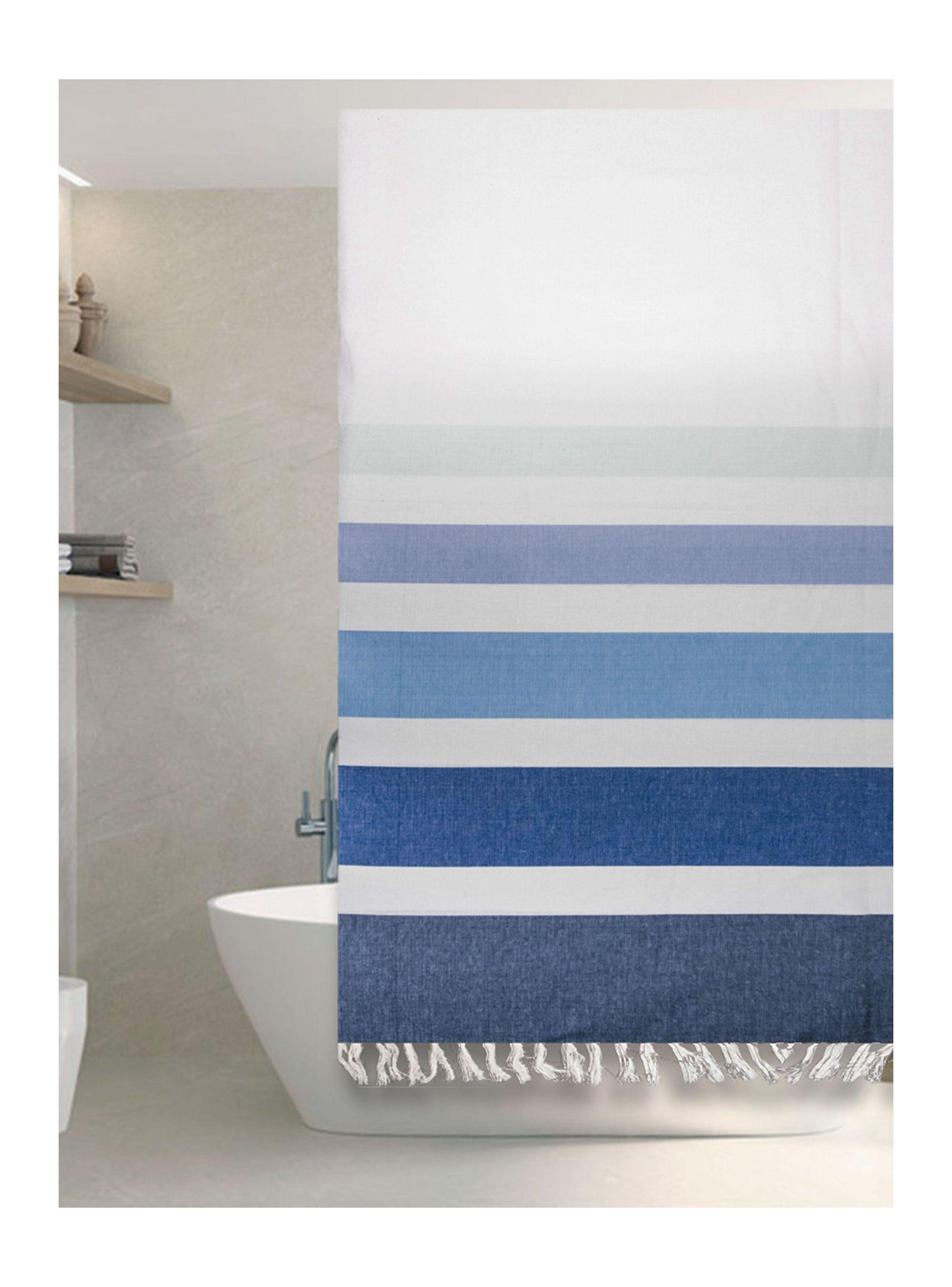 Cortina de Baño Marinera 180 x 180 cm Azul Deco Express-0