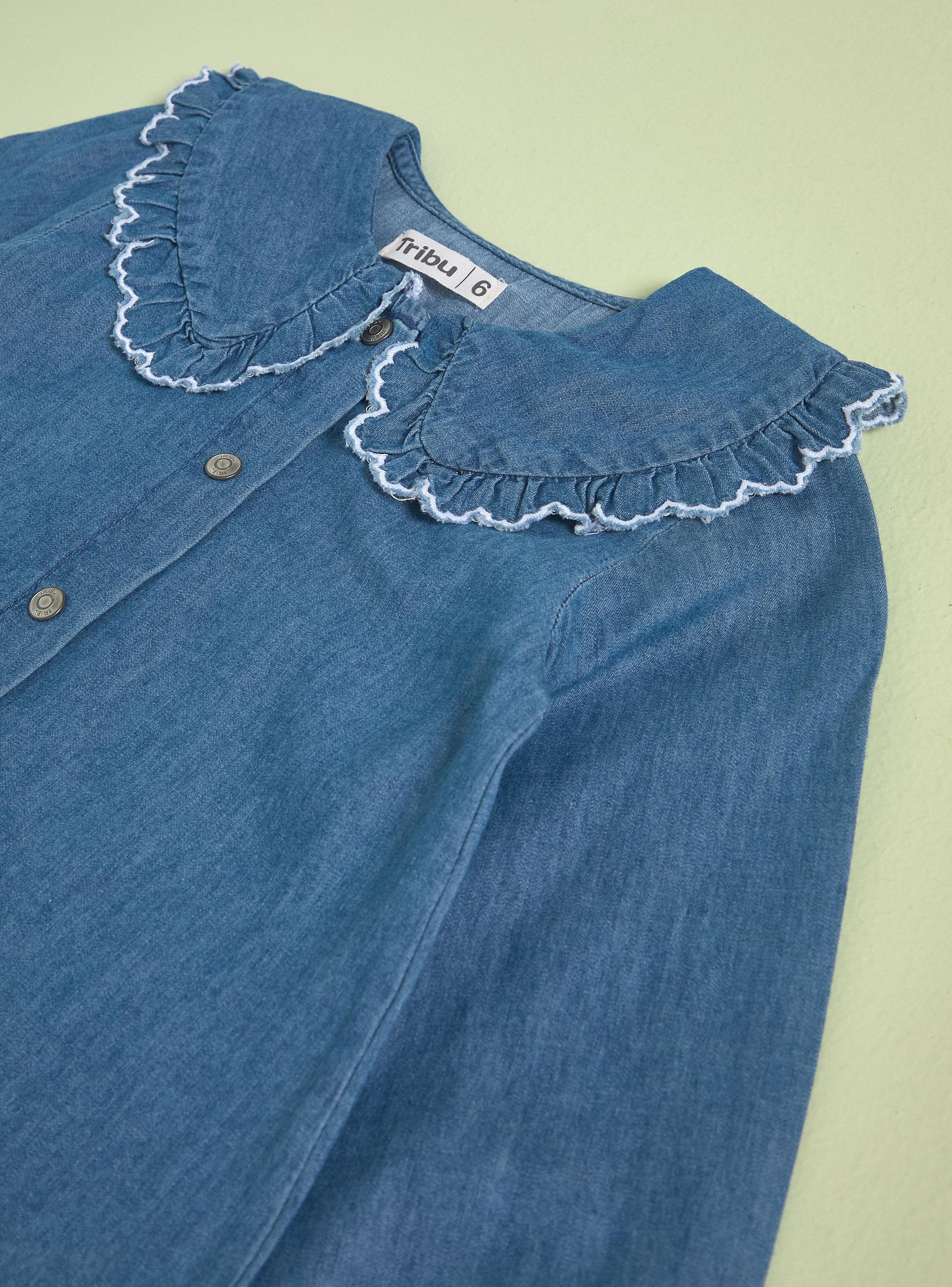 Blusa Denim Cuello Bobo Niña-3