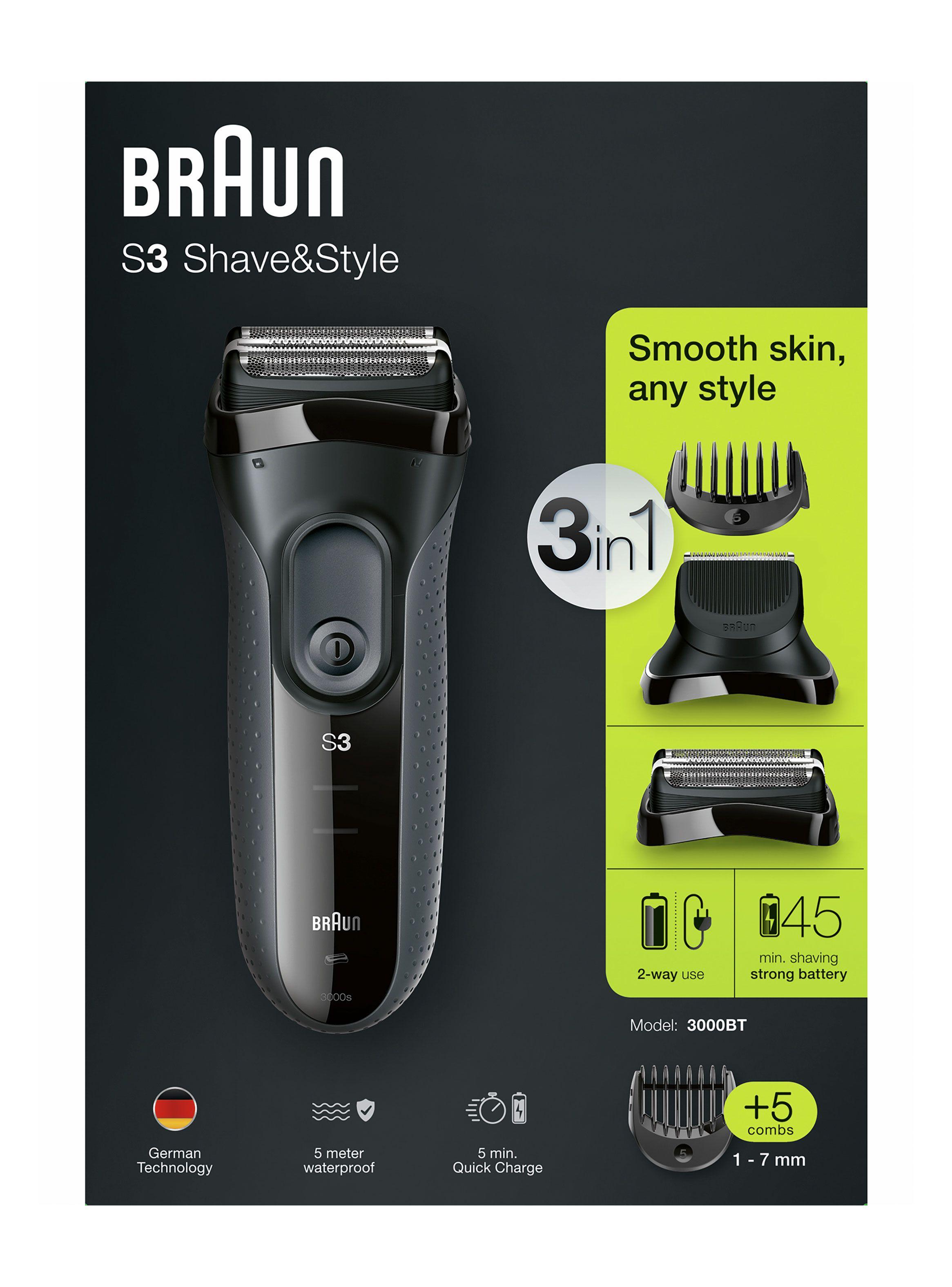 Afeitadora S3 Shave & Style 3000BT Black/Grey Box-5