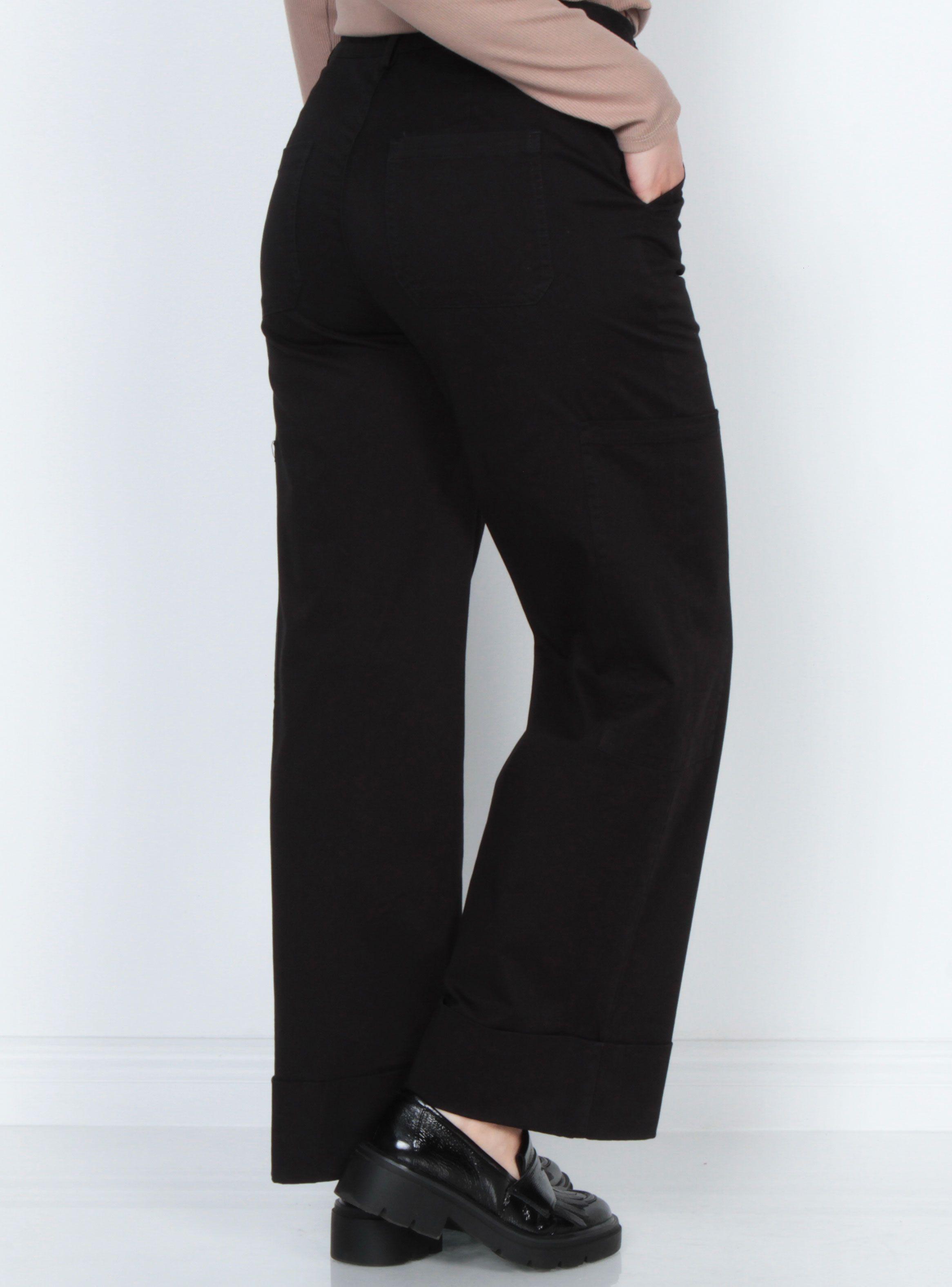 Pantalón Cargo Tiro Alto Pretina Básica con Basta Doblada-1