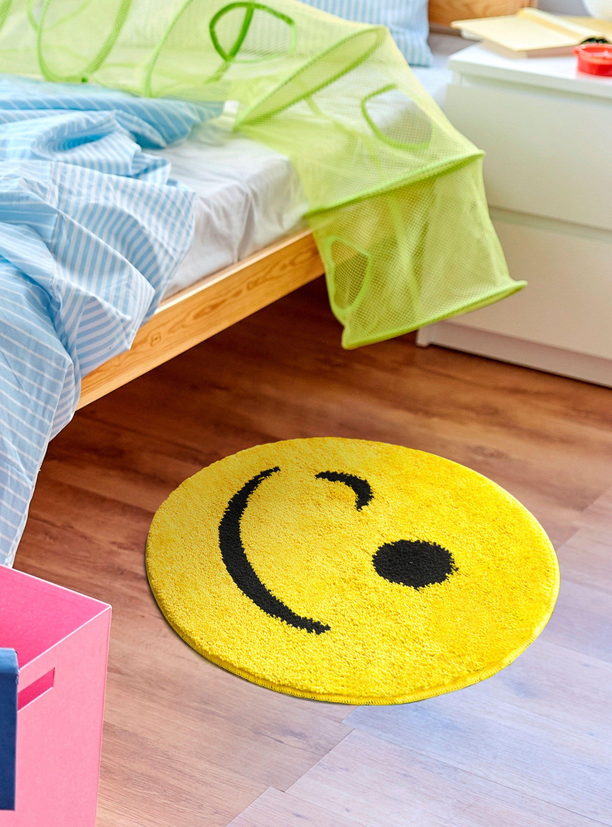 Alfombra Infantil 67 x 67 cm Emoji Guiño Amarillo-2