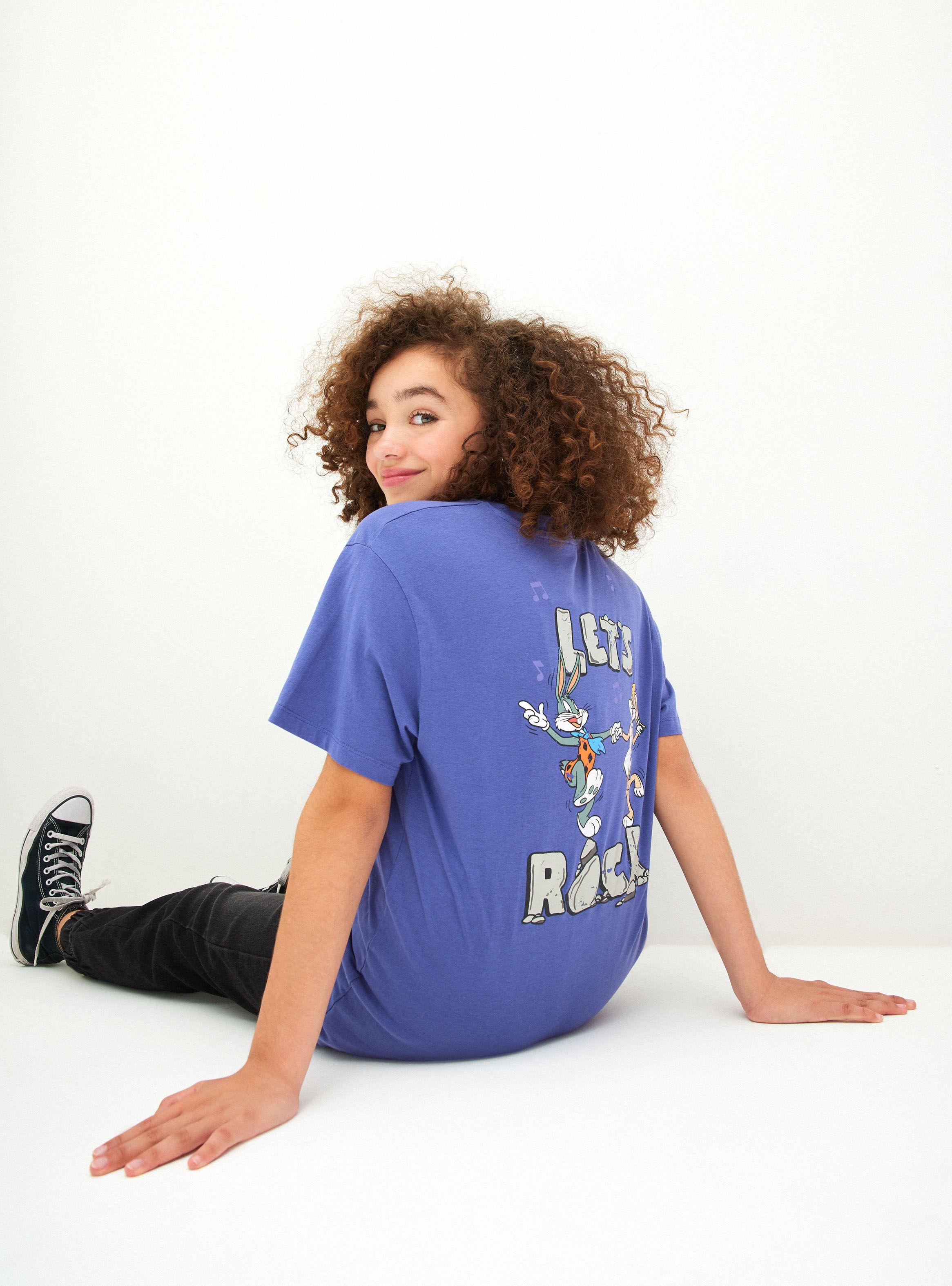 Polera Oversize con Lavado Estampado Warner-0