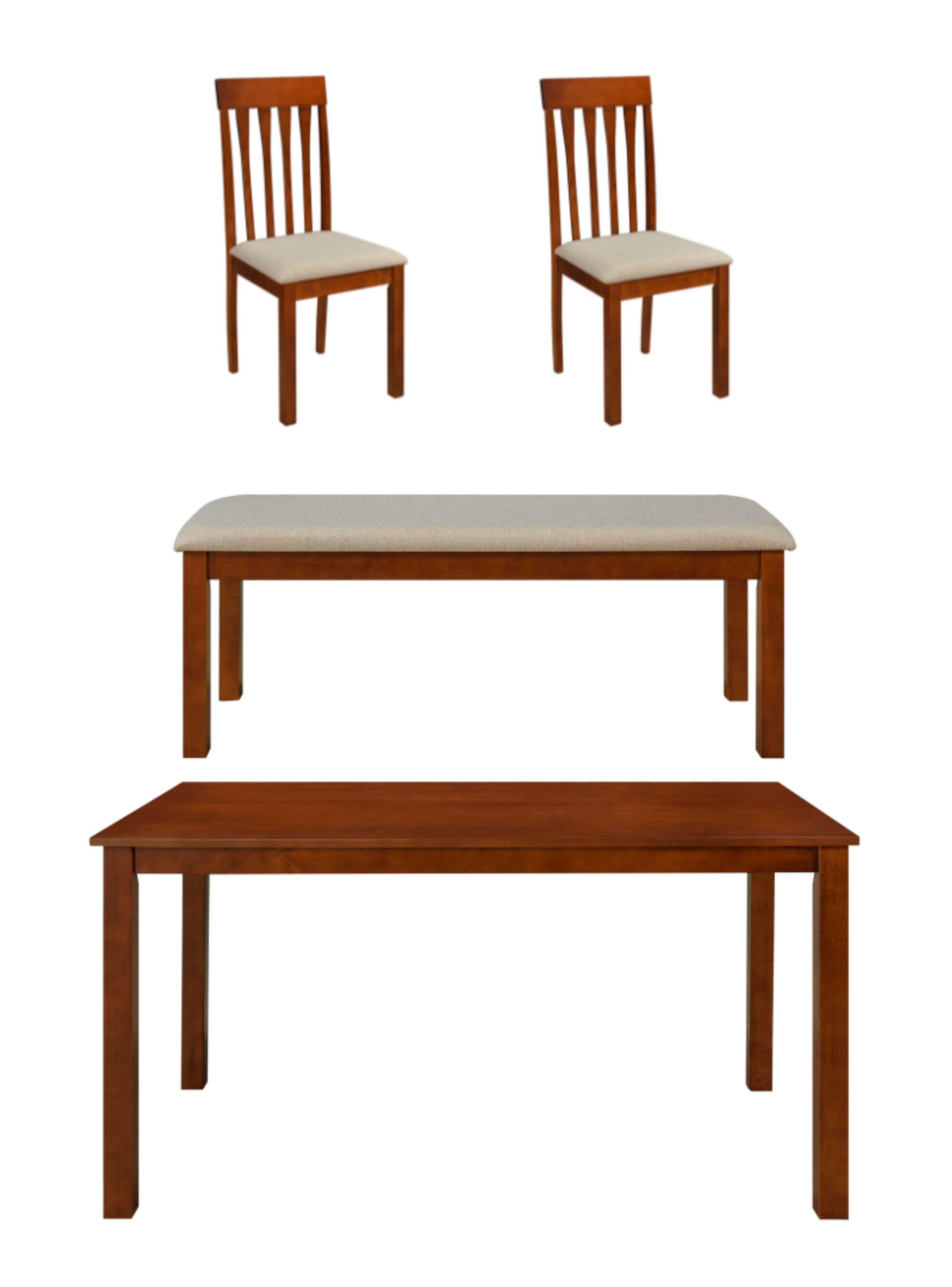 Juego Comedor Qatar M1400 2 Sillas Respaldo Vertical + 2 Bancas-0