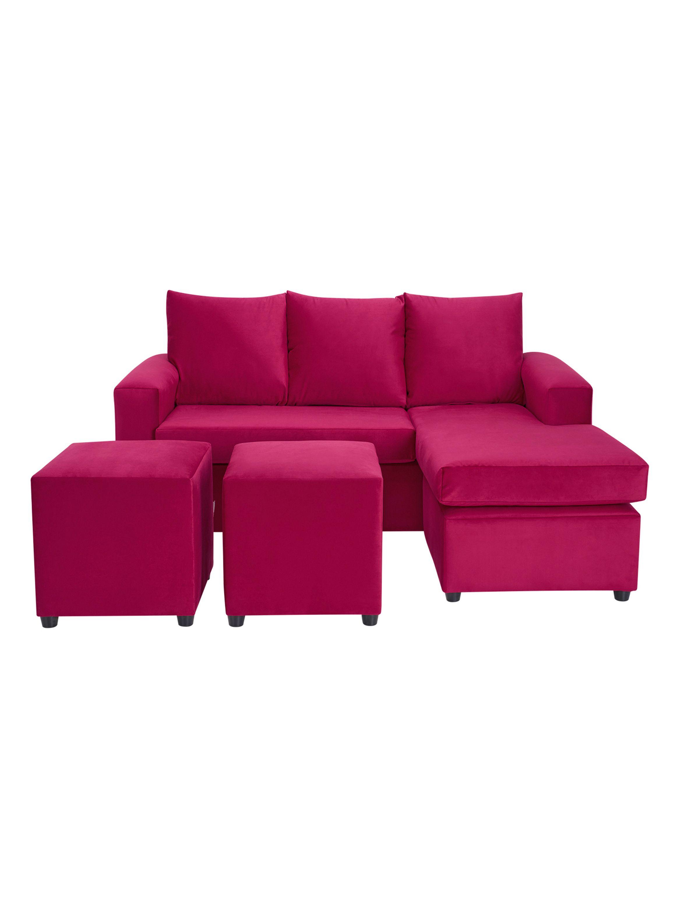 Sofá B-L 3C + 2 Poufs Felpa-0