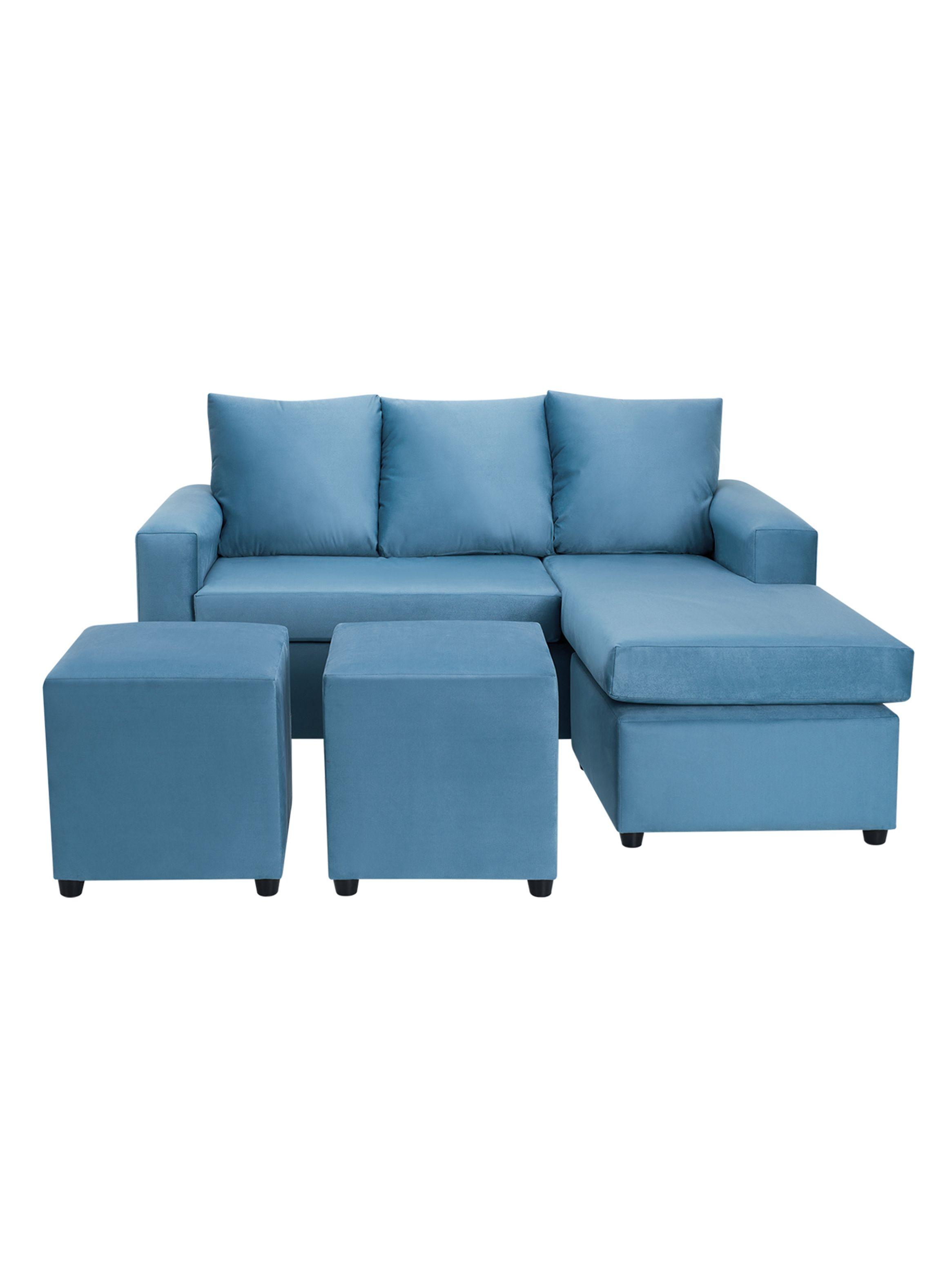 Sofá B-L 3C + 2 Poufs Felpa-0