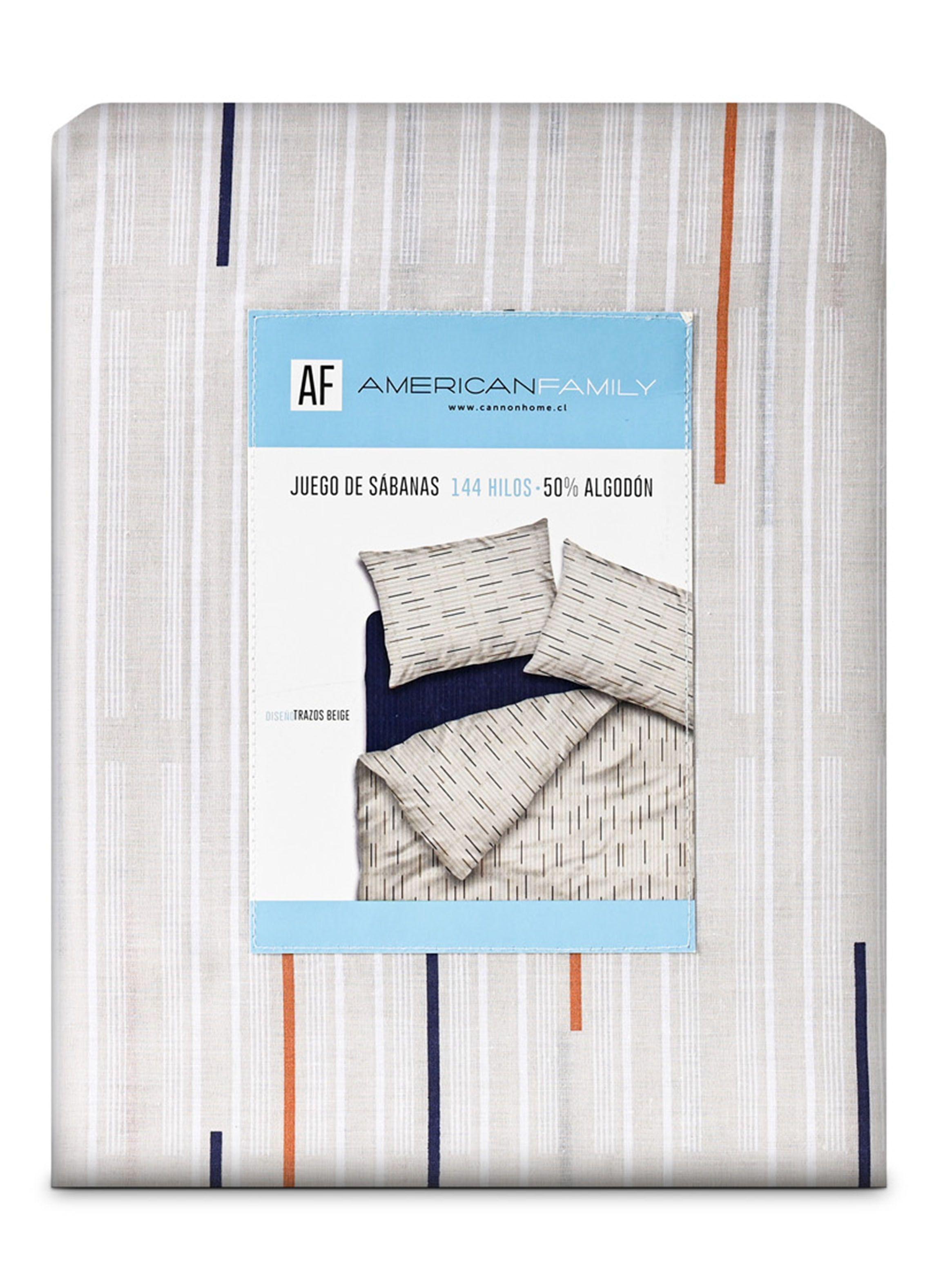 Sábanas Trazos 1 Plaza 144 Hilos Beige-3