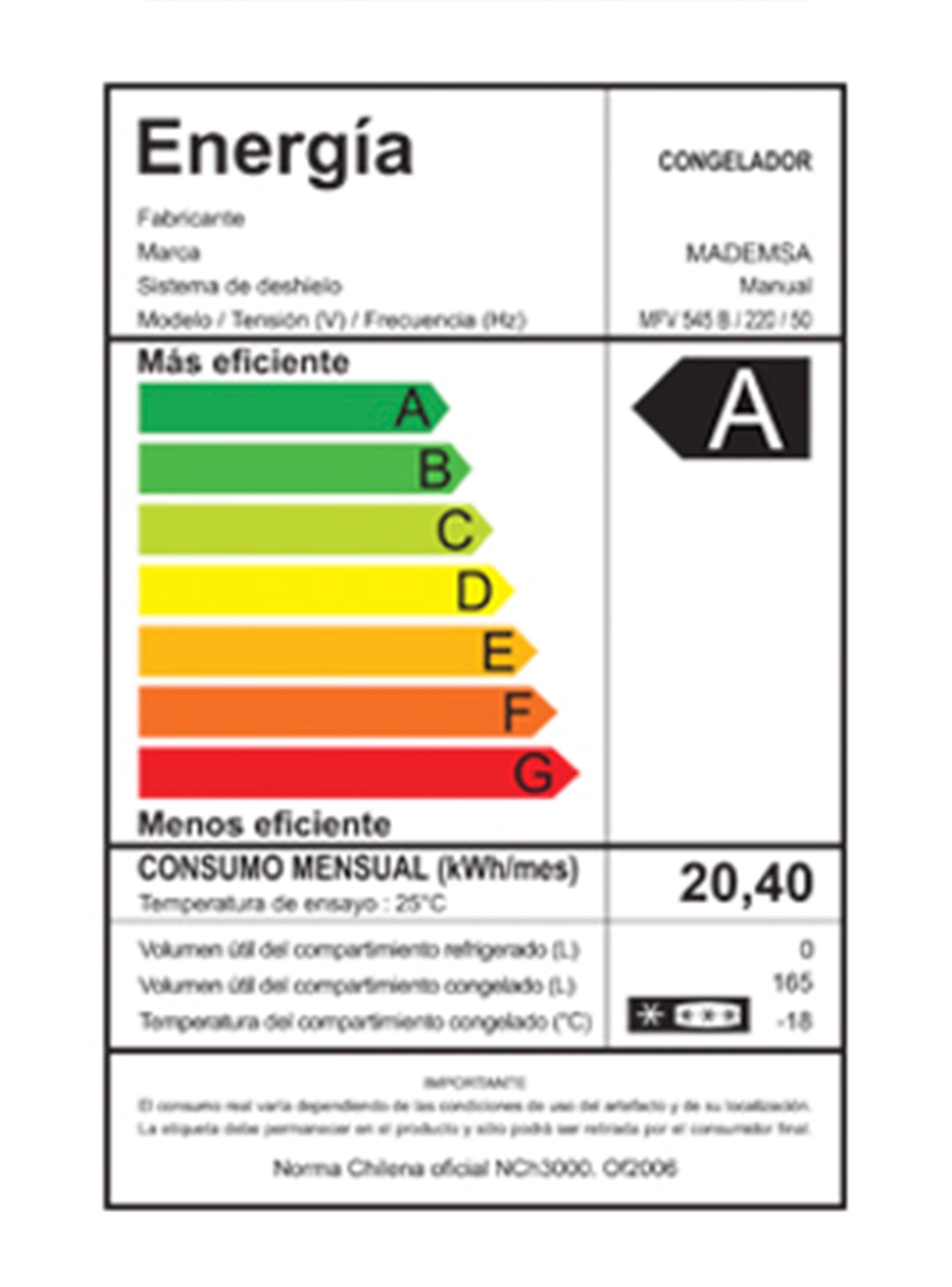 Freezer Vertical Frío Directo 165 Litros MFV 545B Mademsa | Paris.cl