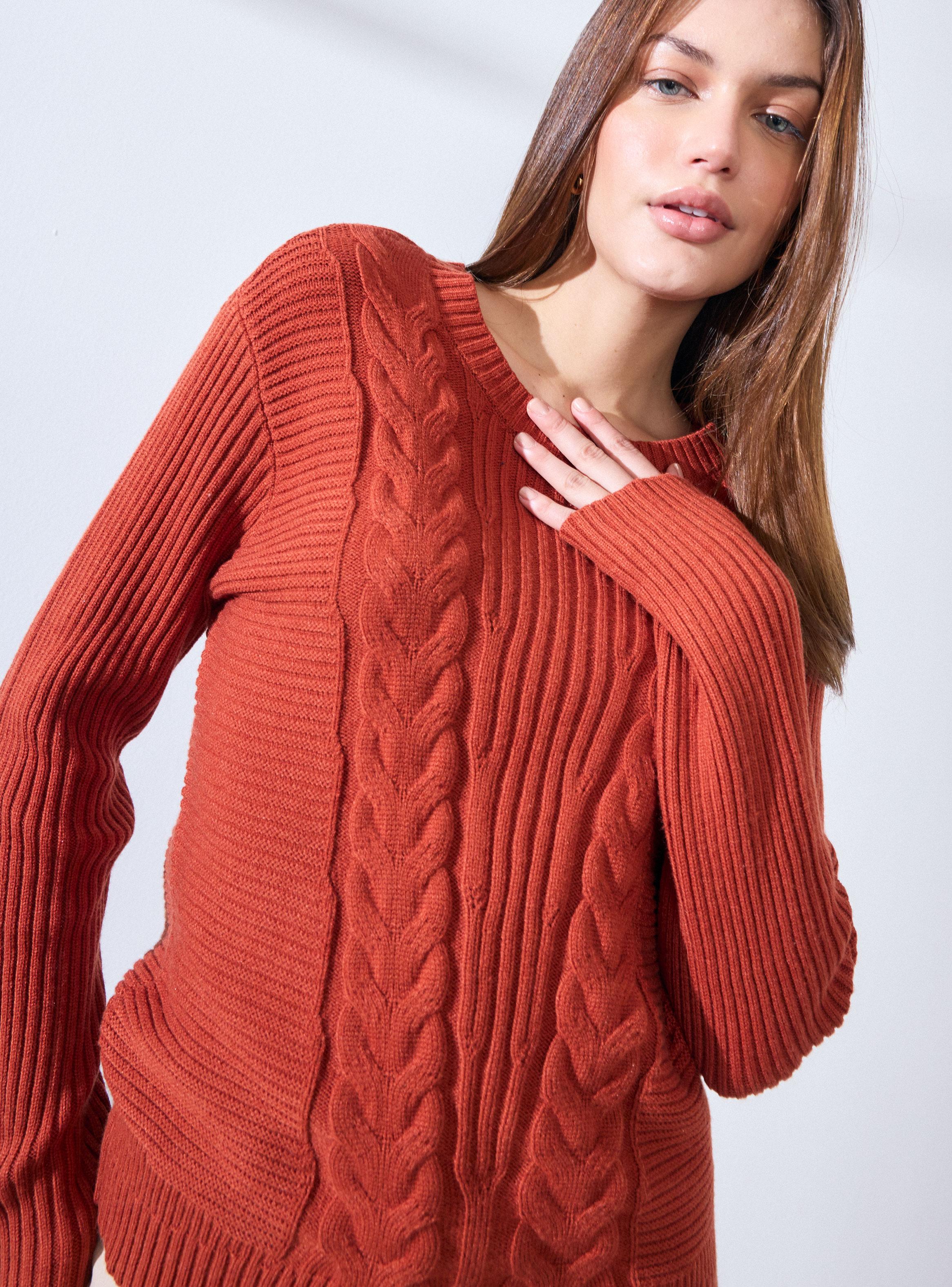 Sweater con Diseño de Trenzas en Delantero-2