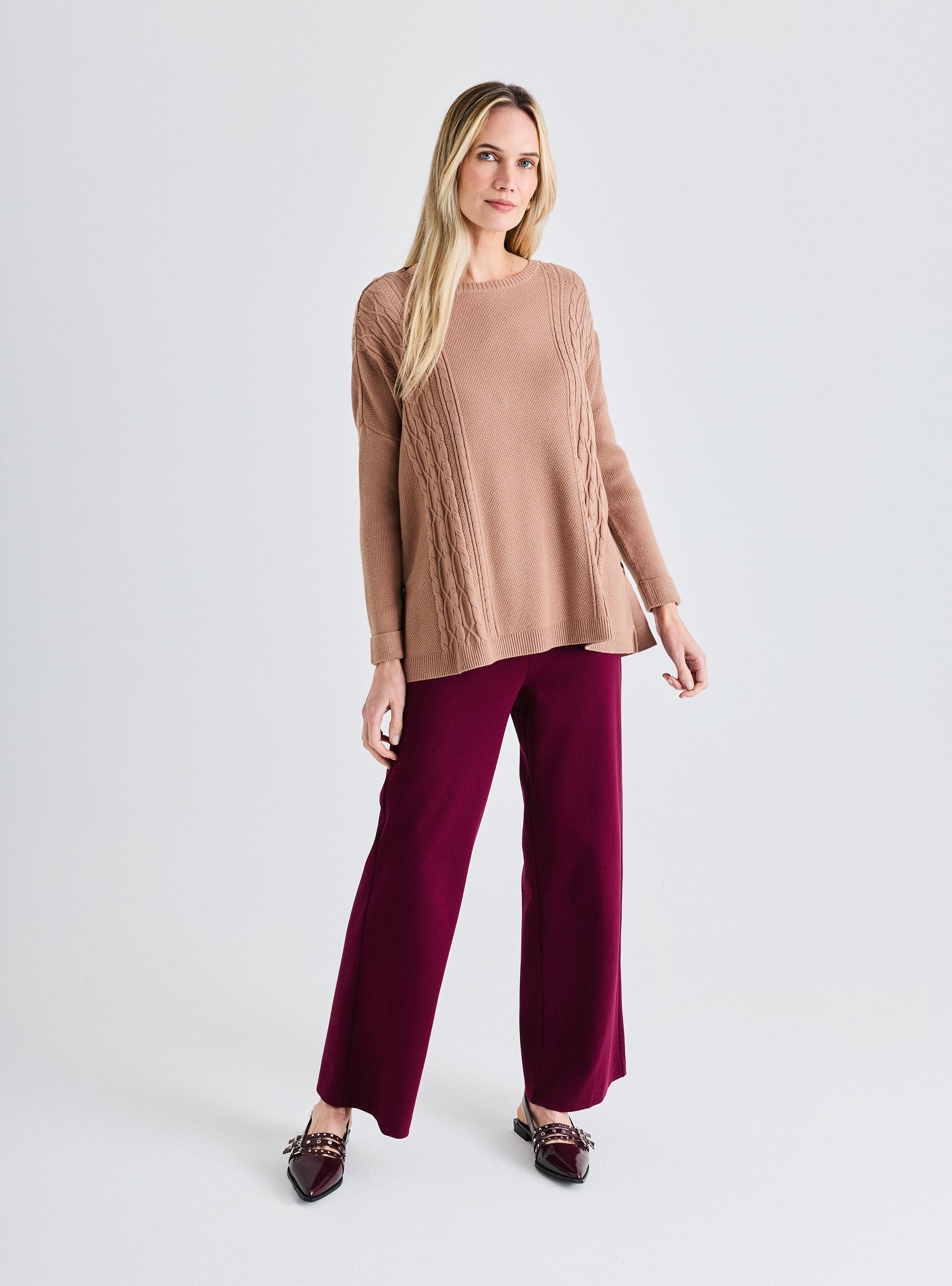 Sweater Trenzado Tipo Poncho con Botones en Costado-4