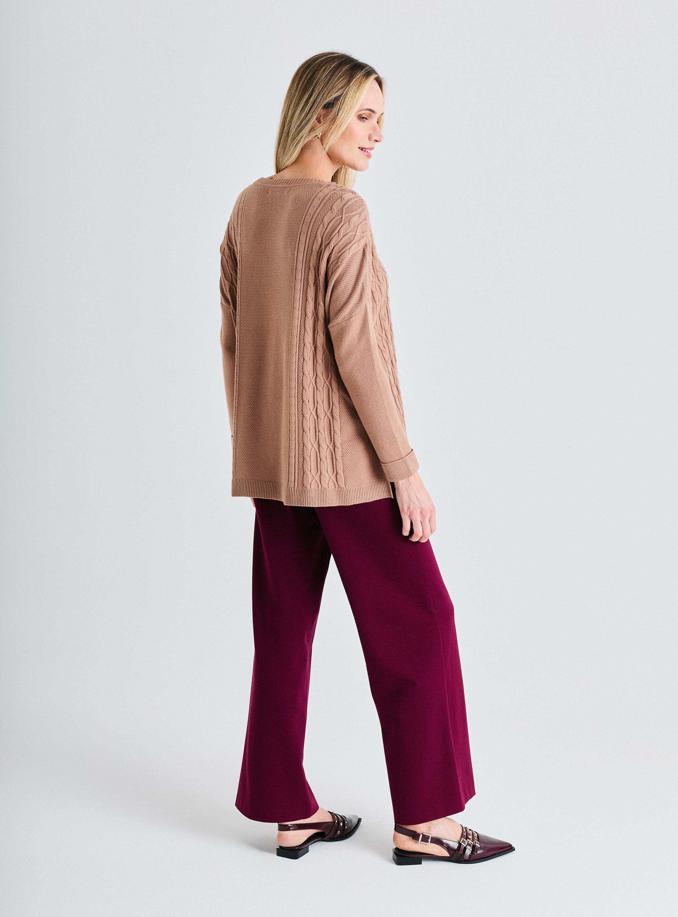 Sweater Trenzado Tipo Poncho con Botones en Costado-5