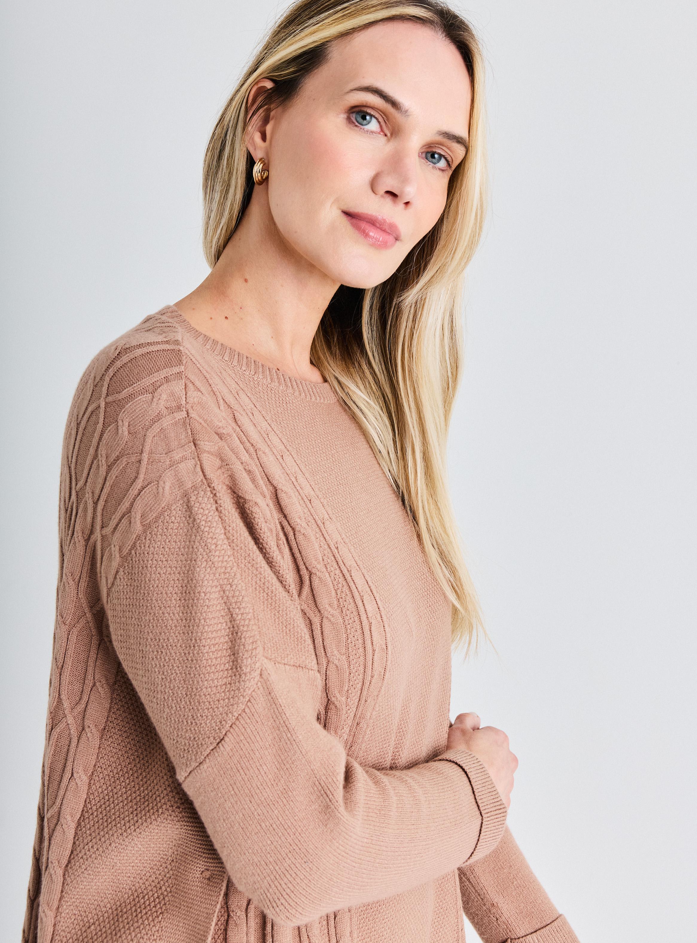 Sweater Trenzado Tipo Poncho con Botones en Costado-3
