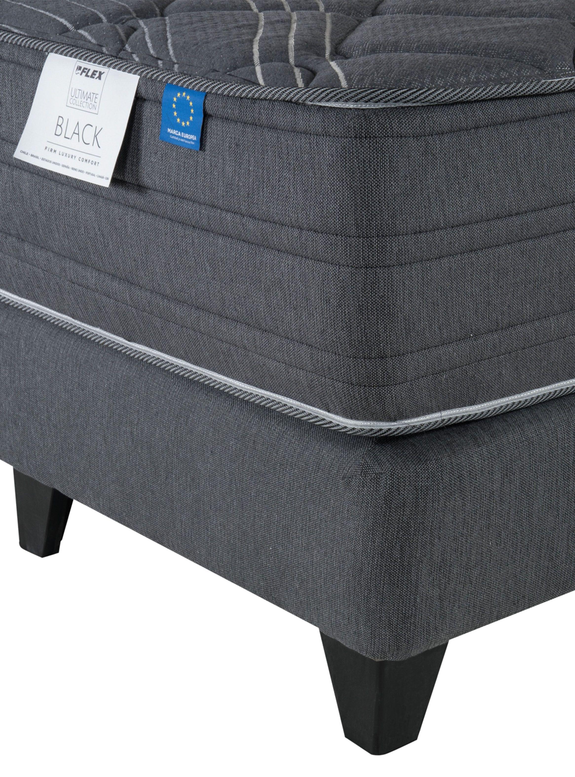 Cama Europea Black 2 Plazas Base Dividida + Respaldo Modern + 2 Almohadas Royal-4