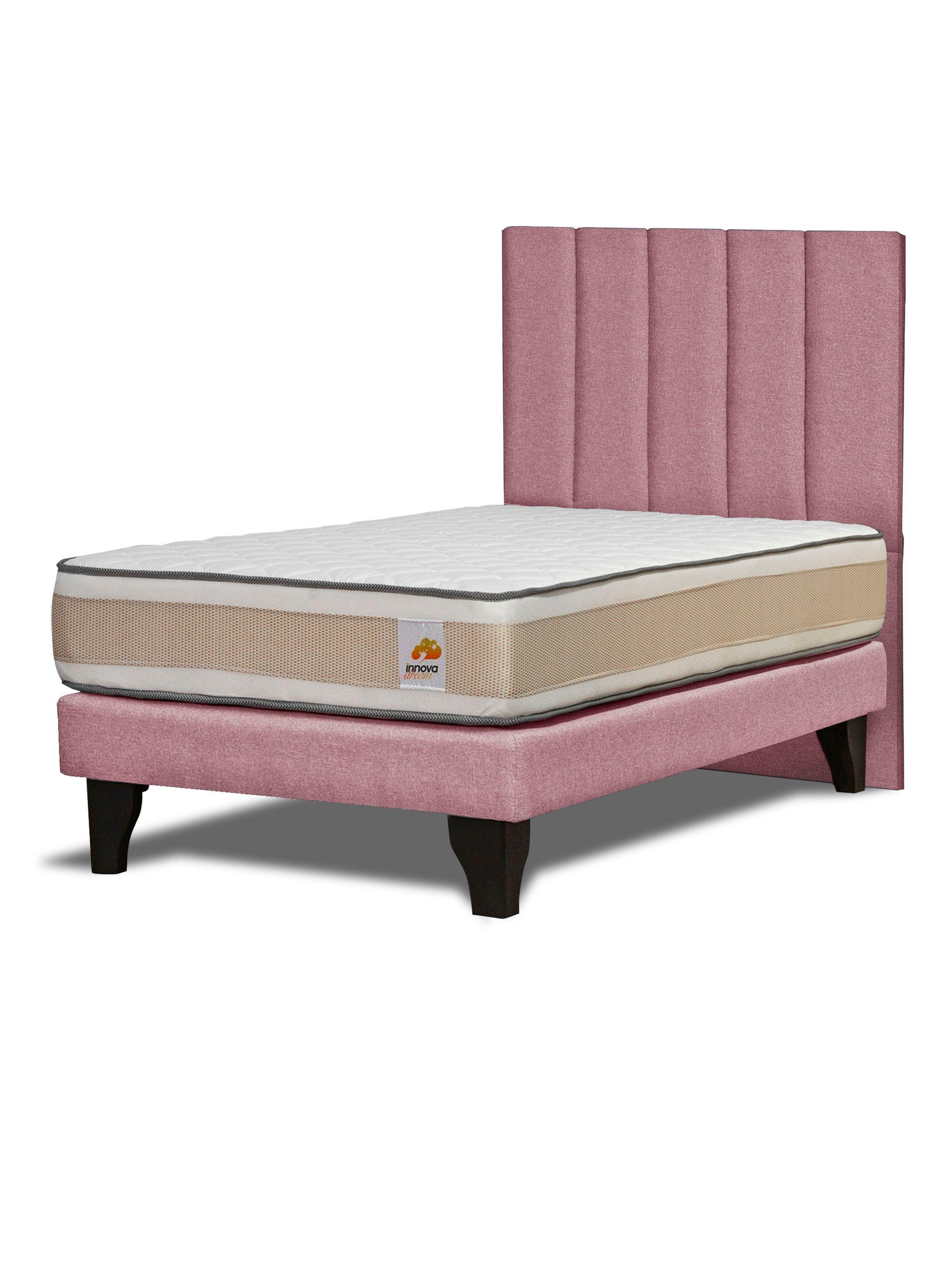 Colchón Premium + Respaldo + Base 1.5 Plazas Rosa Monza-0