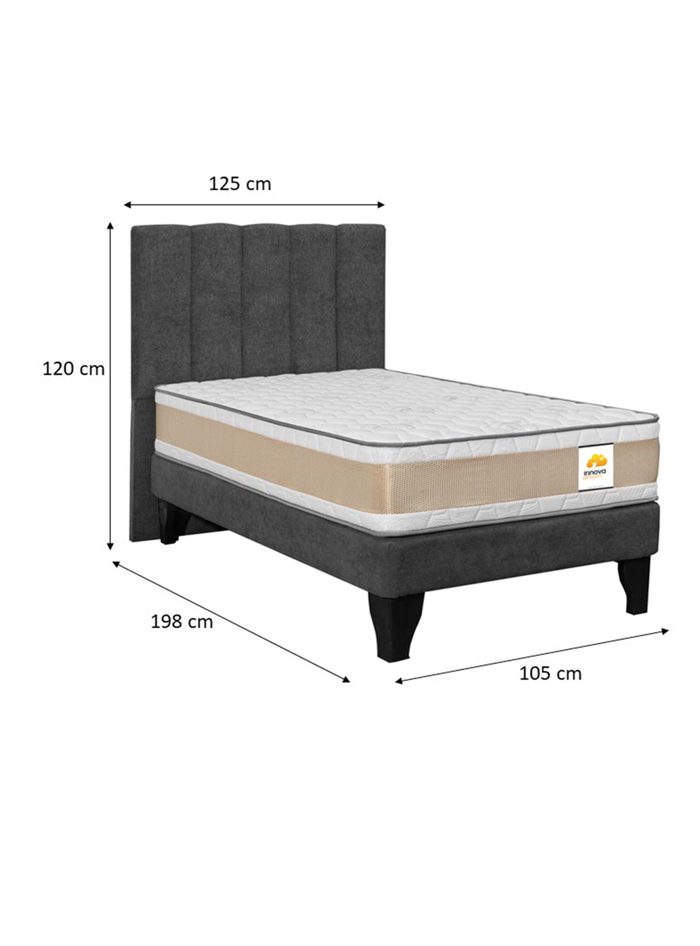 Colchón Premium + Respaldo + Base 1.5 Plazas Gris Monza-1