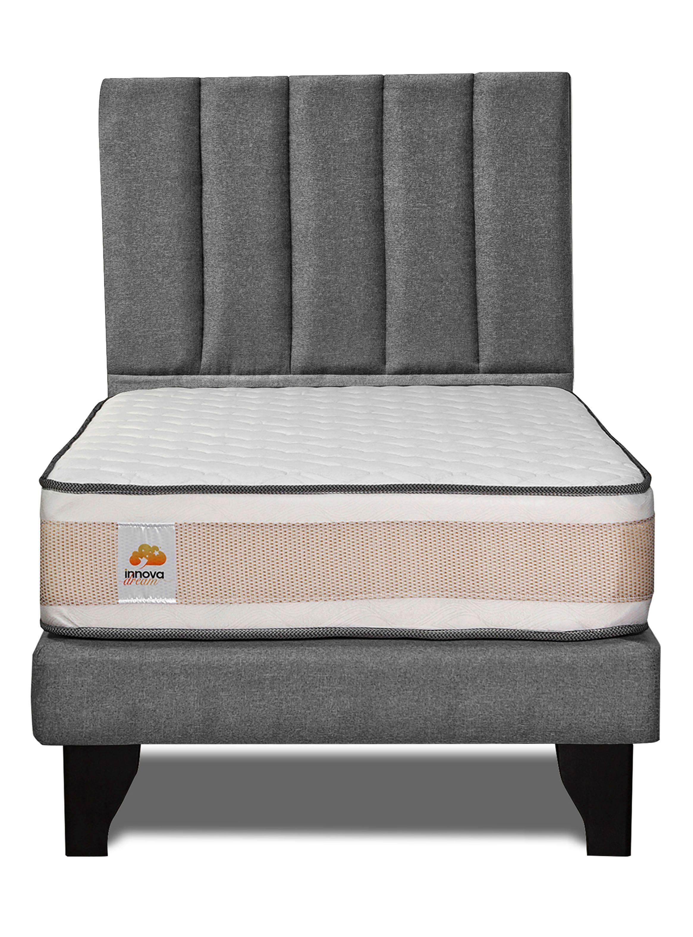 Colchón Premium + Respaldo + Base 1.5 Plazas Gris Monza-2