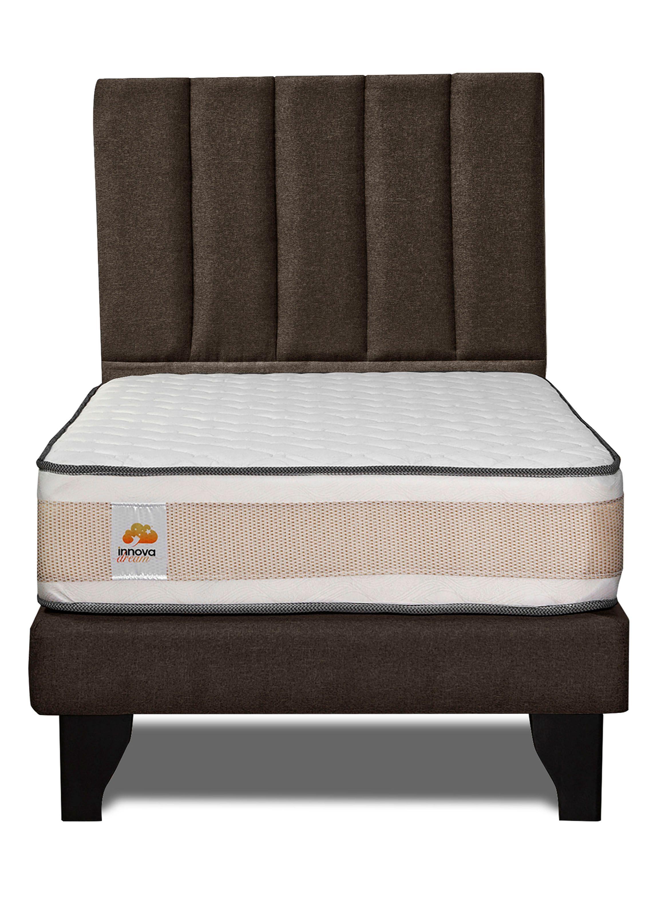 Colchón Premium + Respaldo + Base 1.5 Plazas Chocolate Monza-2