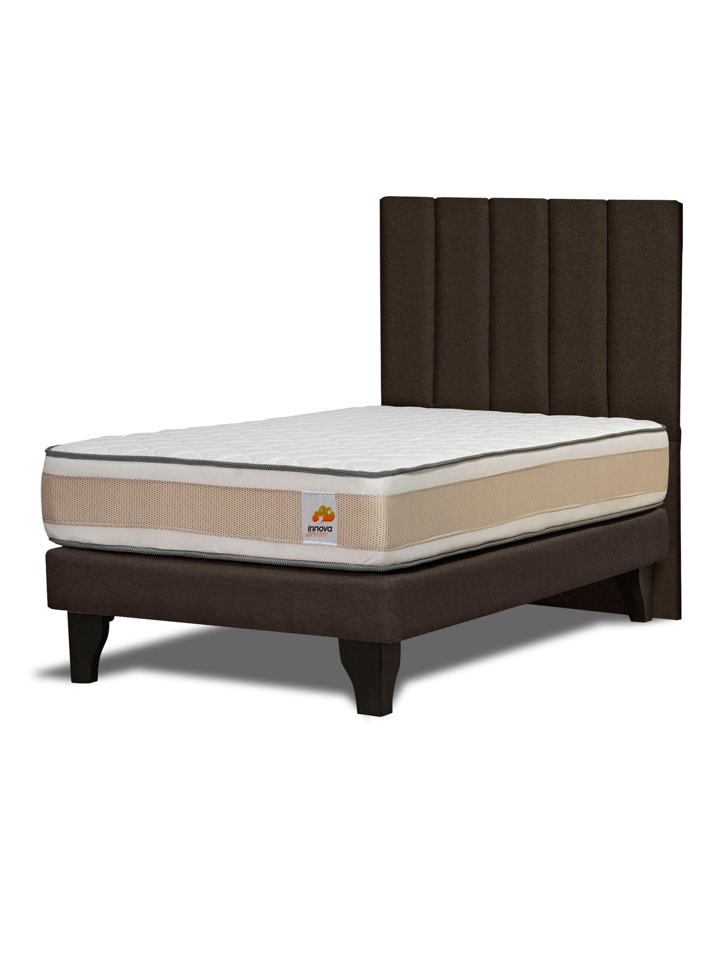Colchón Premium + Respaldo + Base 1.5 Plazas Chocolate Monza-0