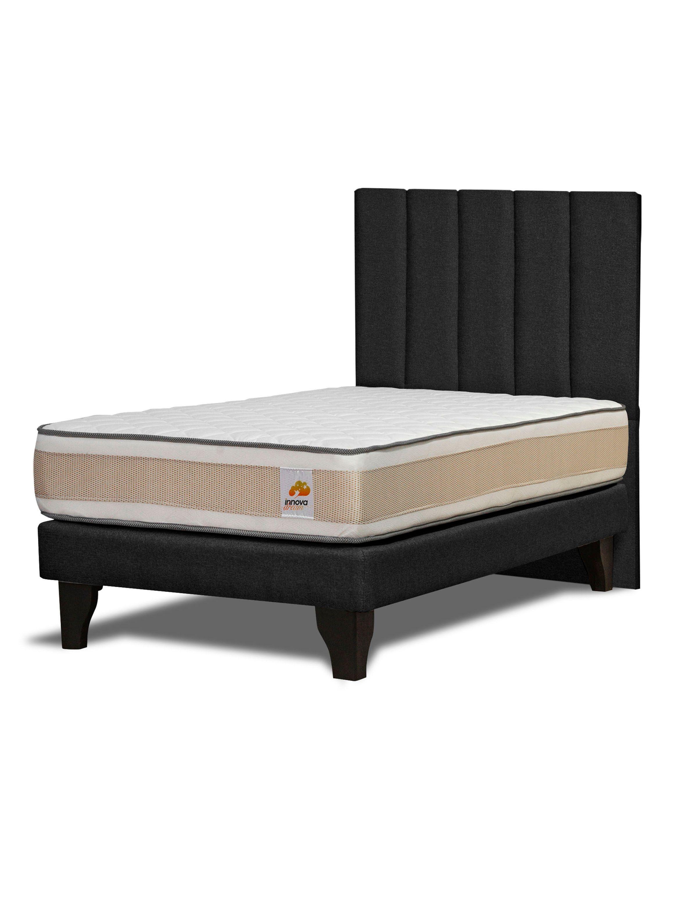 Colchón Premium + Respaldo + Base 1.5 Plazas Negro Monza-0