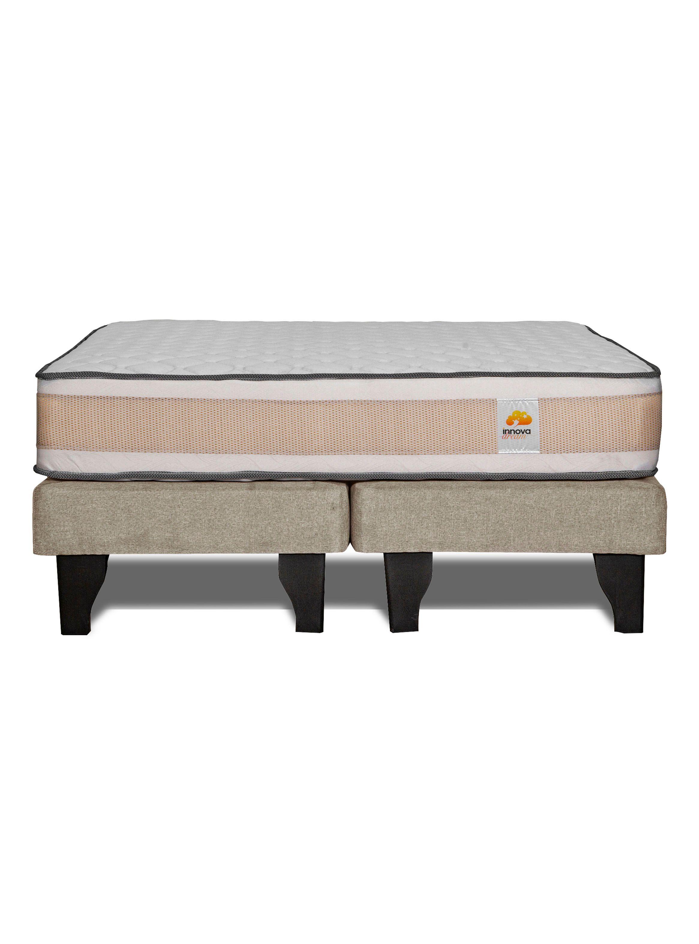 Colchón Premium + Respaldo + Base 2 Plazas Beige Monza-2