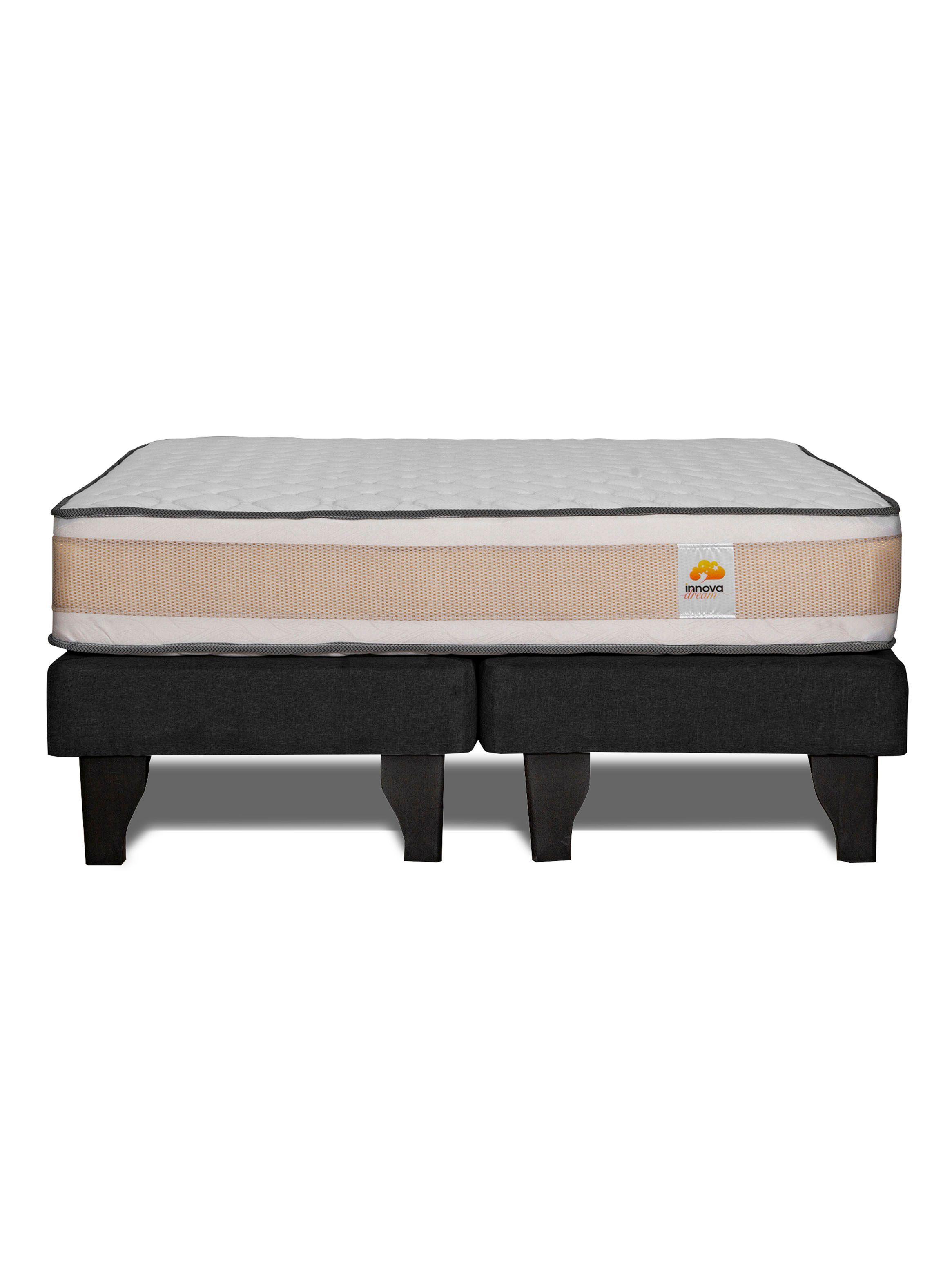 Colchón Premium + Respaldo + Base 2 Plazas Negro Monza-2