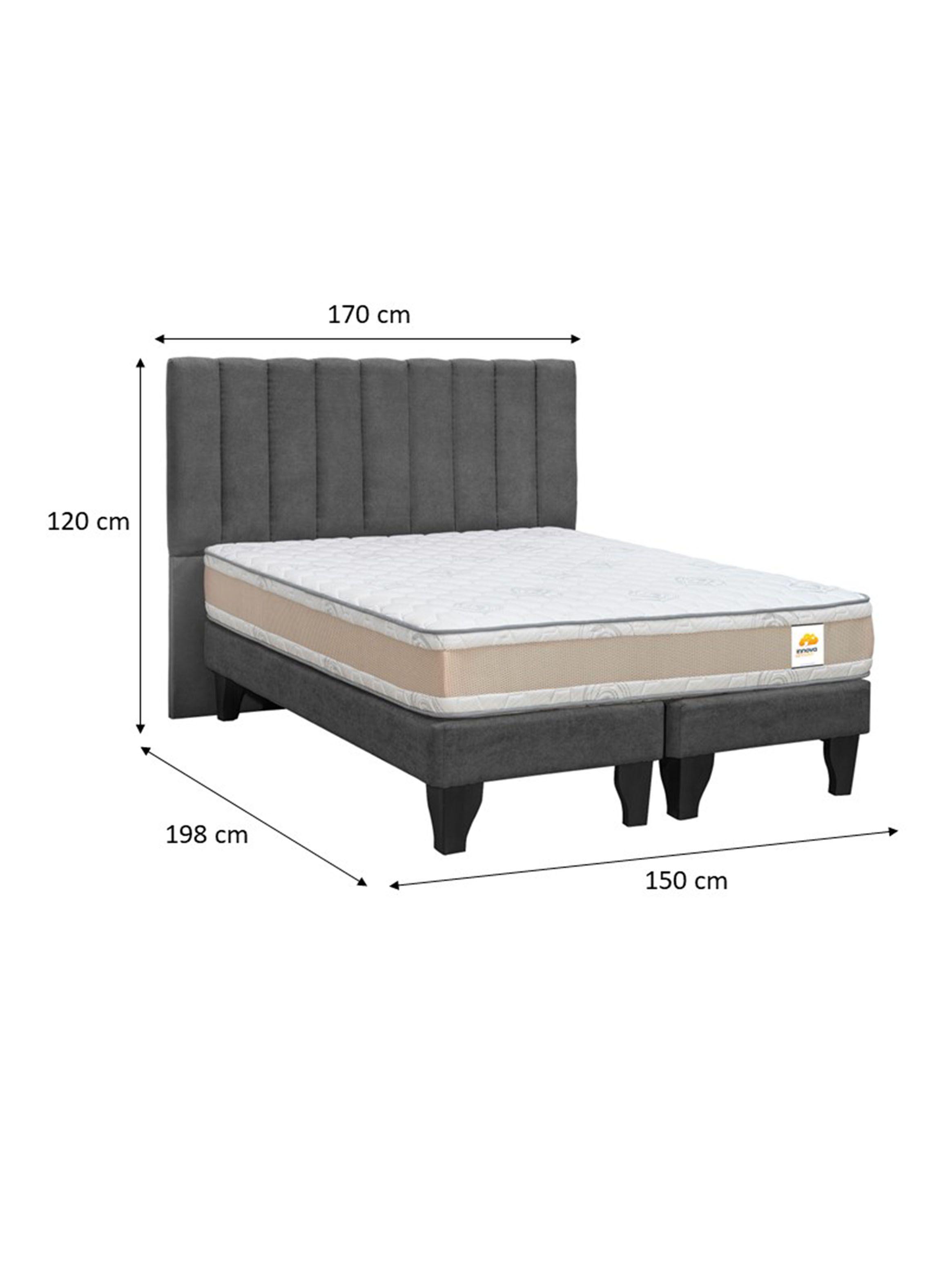 Colchón Premium + Respaldo + Base 2 Plazas Negro Monza-1