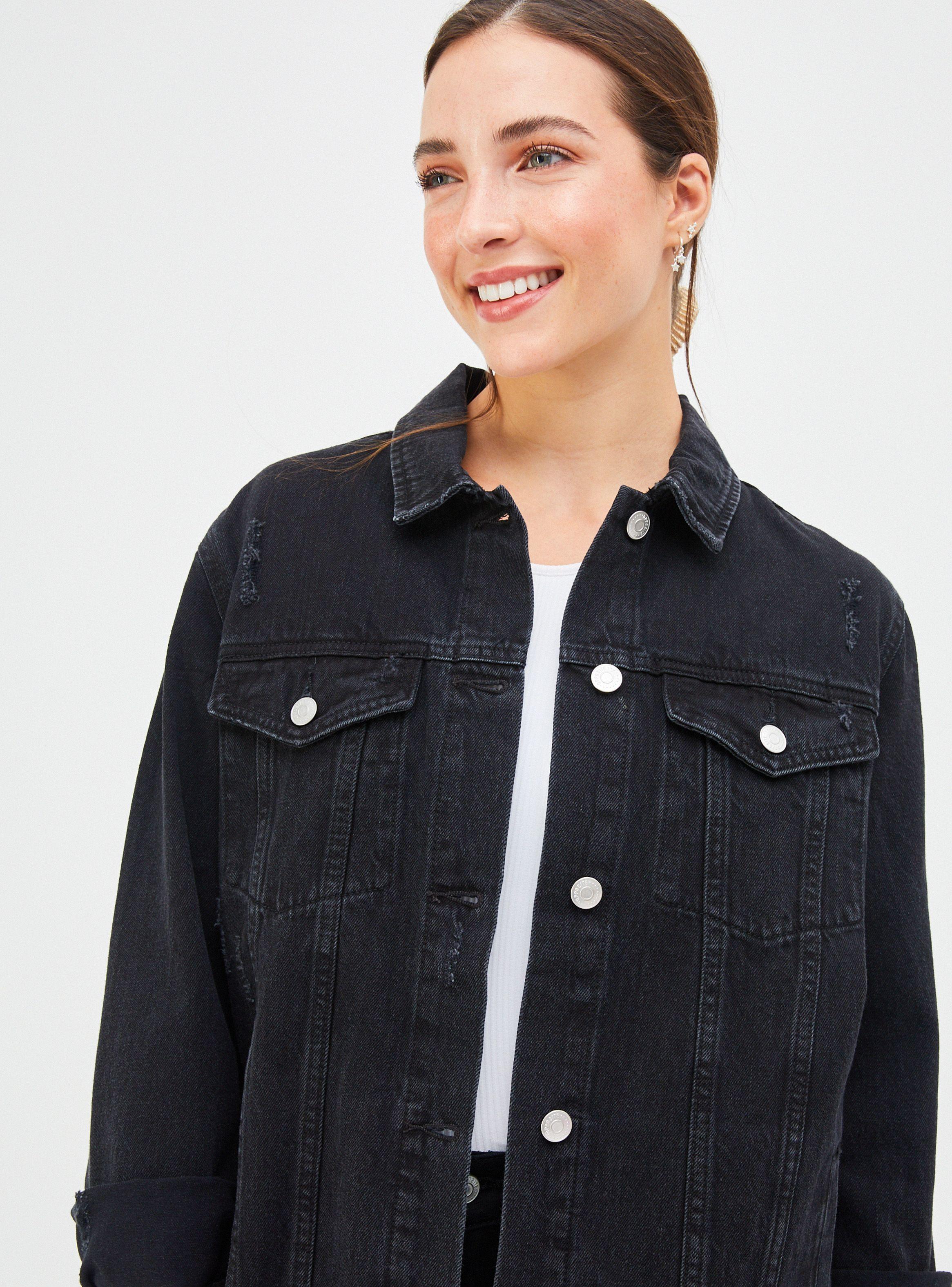 Chaqueta Denim Oversized con Roturas-2