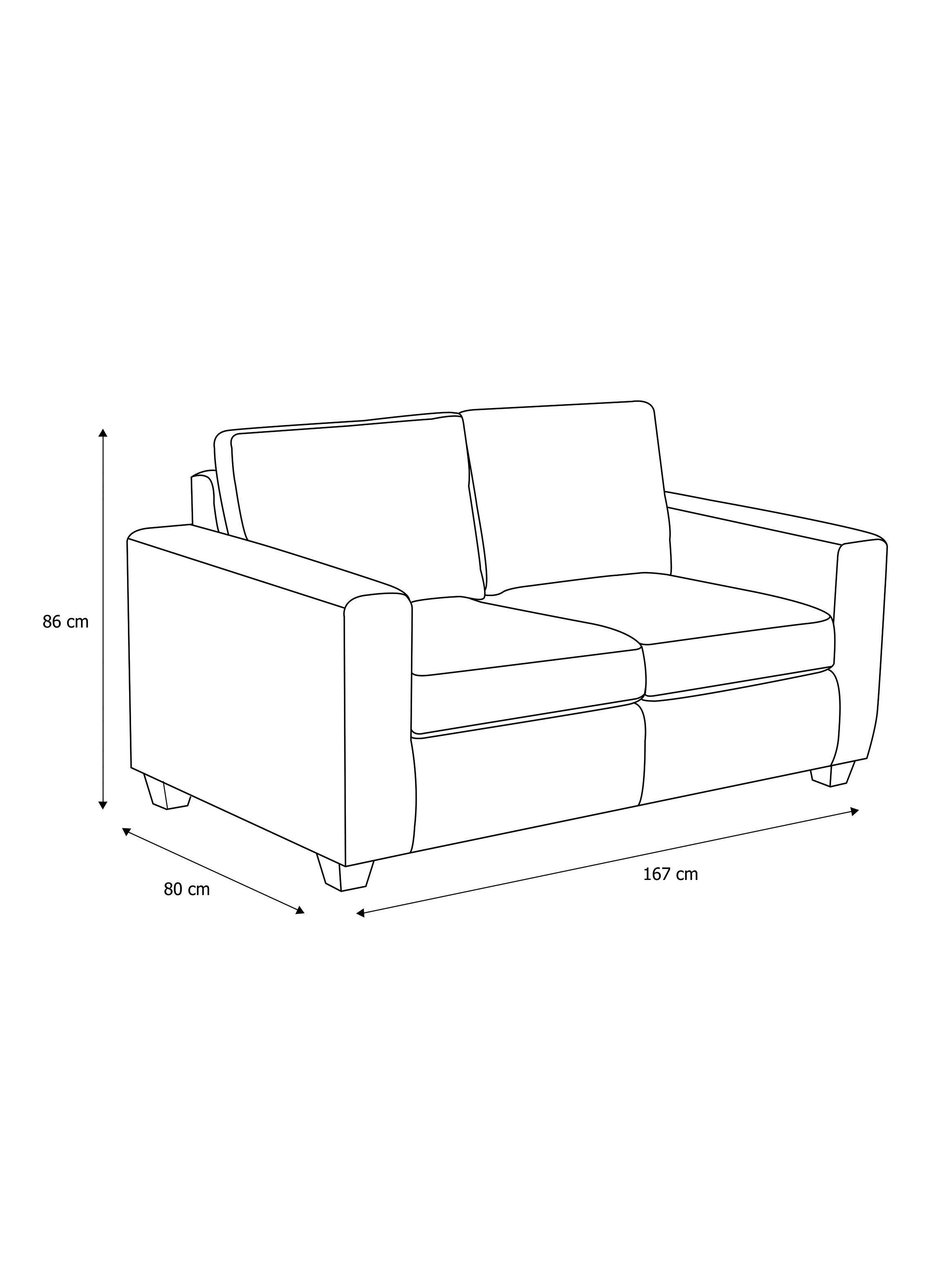 Sofá Kahlo PU Negro 2 Cuerpos-1