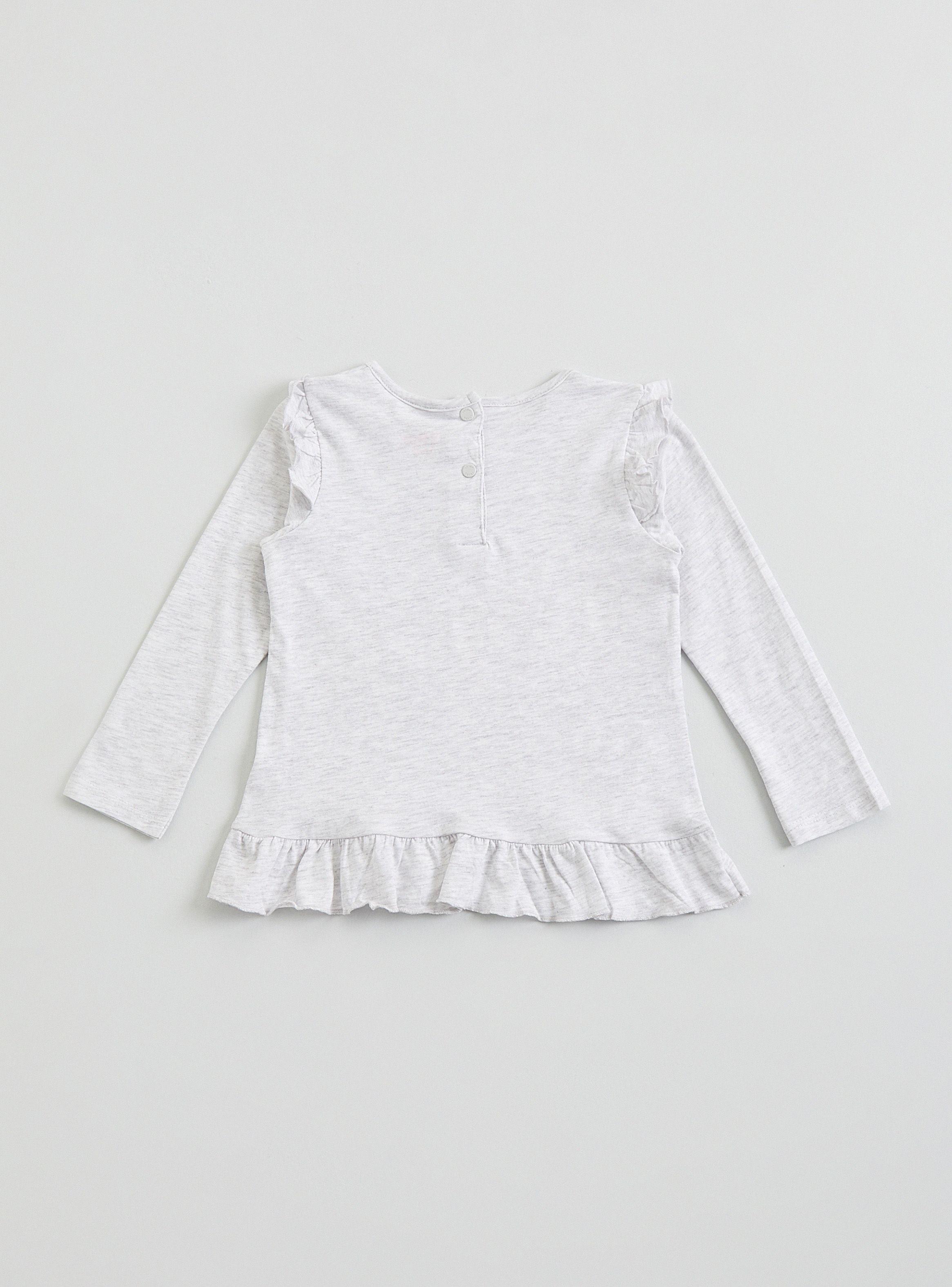 Polera con Estampado Vuelos en Mangas y Ruedo-1