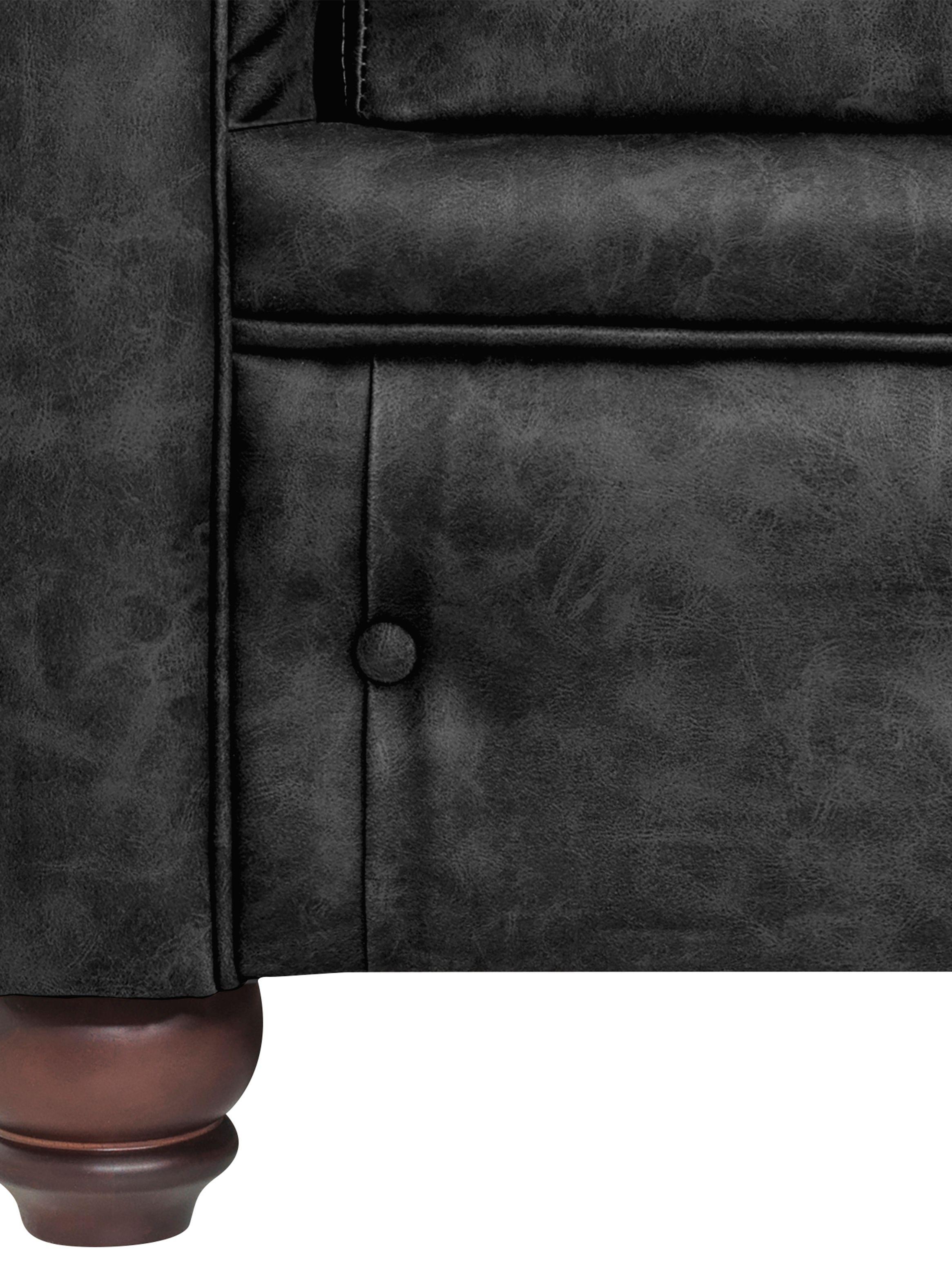 Sofá Manchester Capitoné PU Negro 3 Cuerpos-4