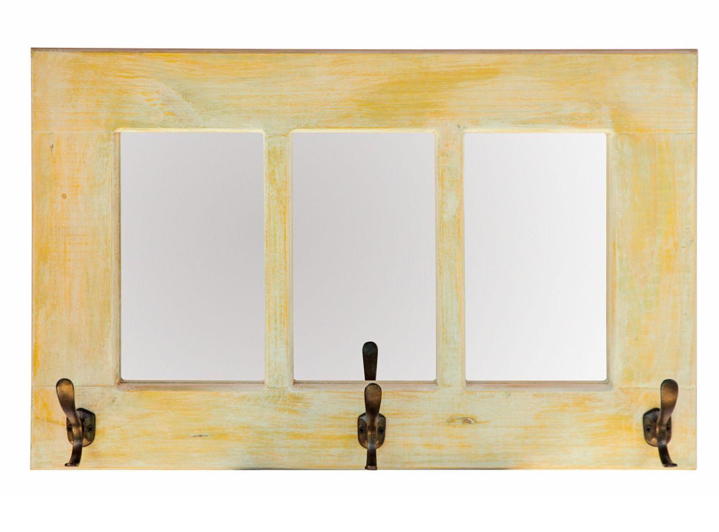 Espejo Ventana Perchero Lanalhue Amarillo 70 x 45 cm-0