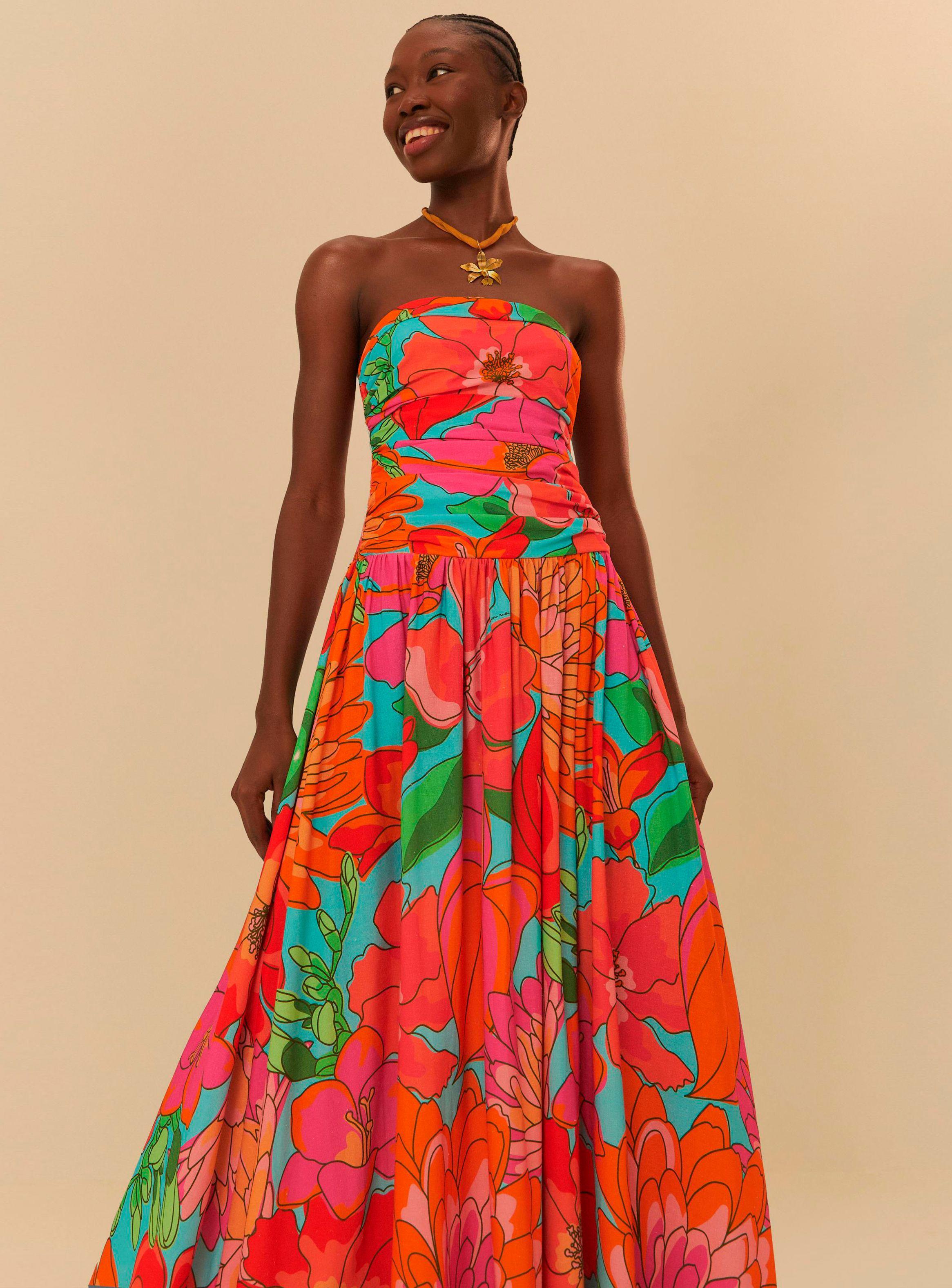 Vestido Strapless Flores-2