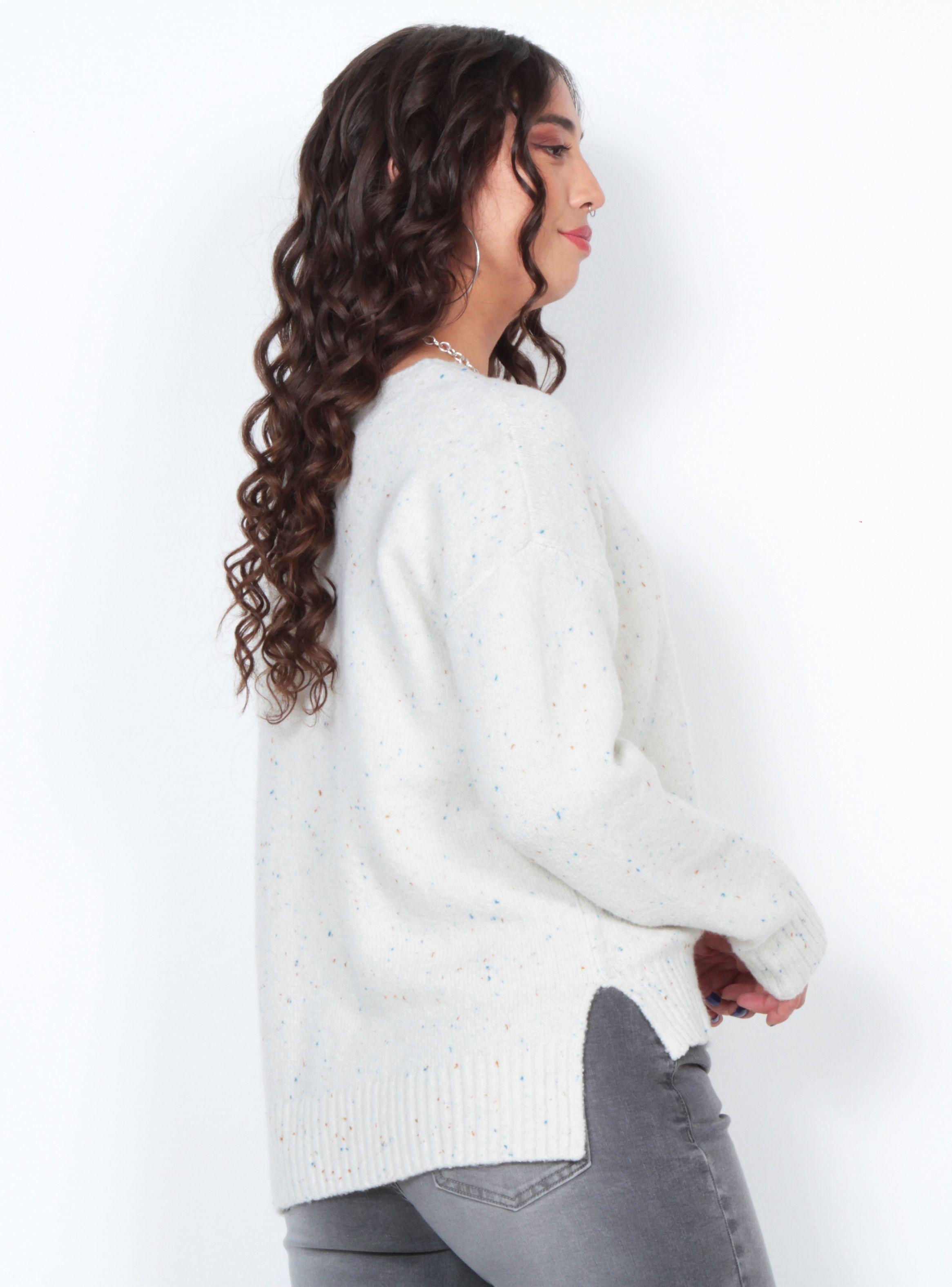 Sweater Manga Larga Sólido Escote V-1