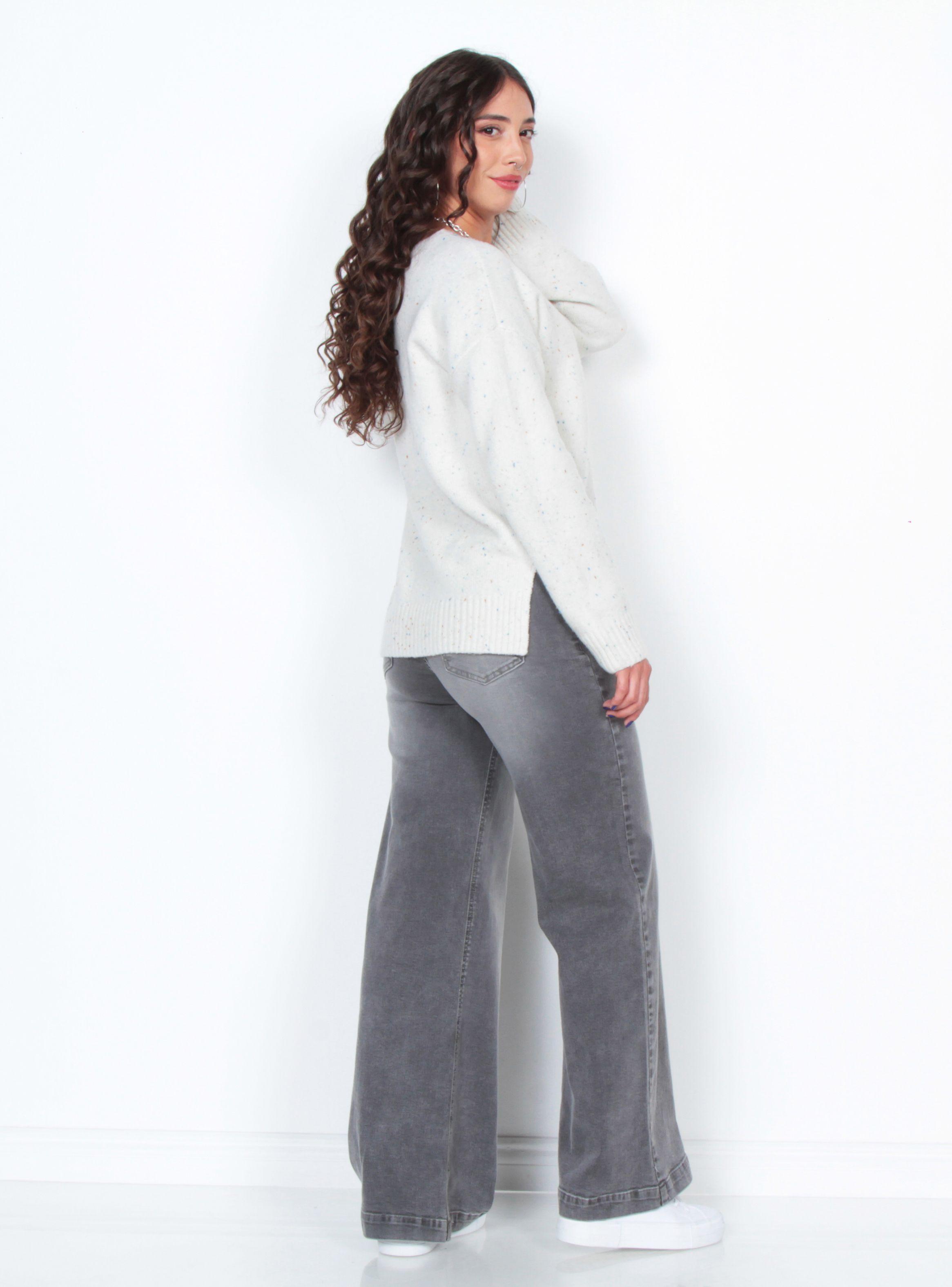 Sweater Manga Larga Sólido Escote V-4