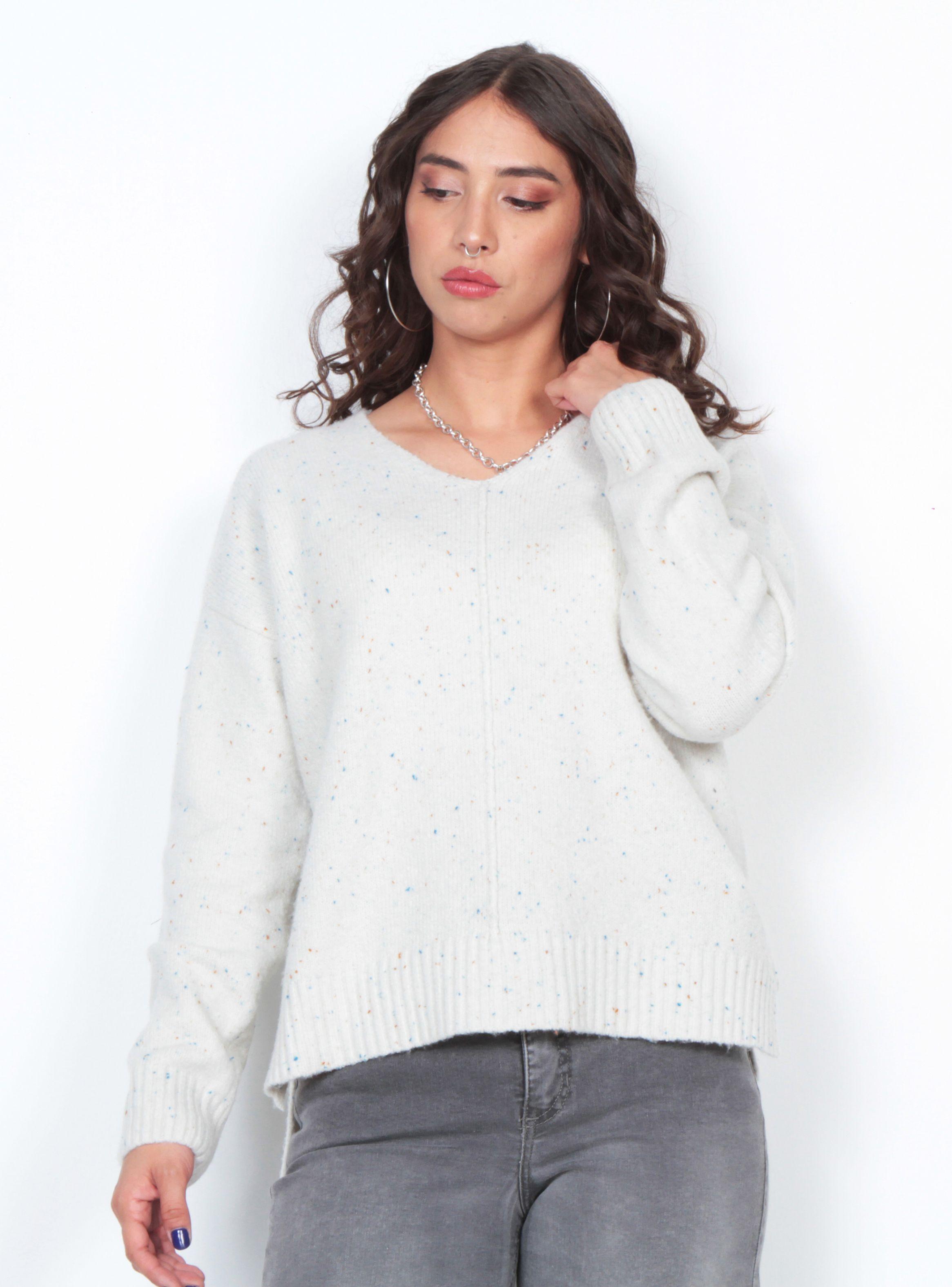Sweater Manga Larga Sólido Escote V-0