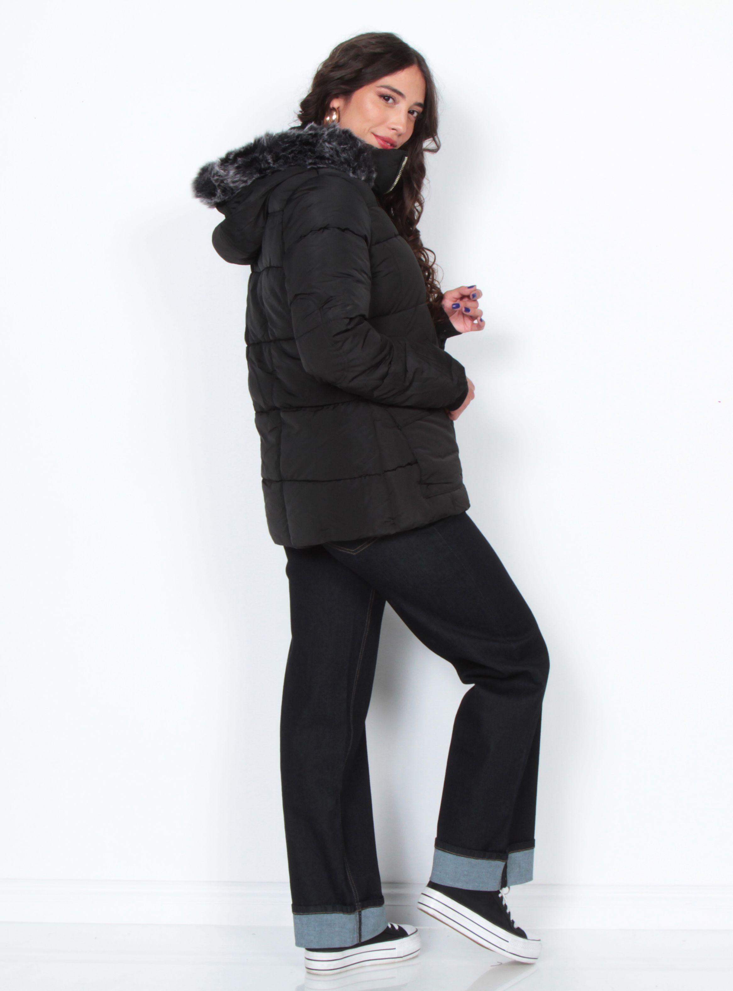 Parka Manga Larga con Capucha Bolsillos y Tapetas-4