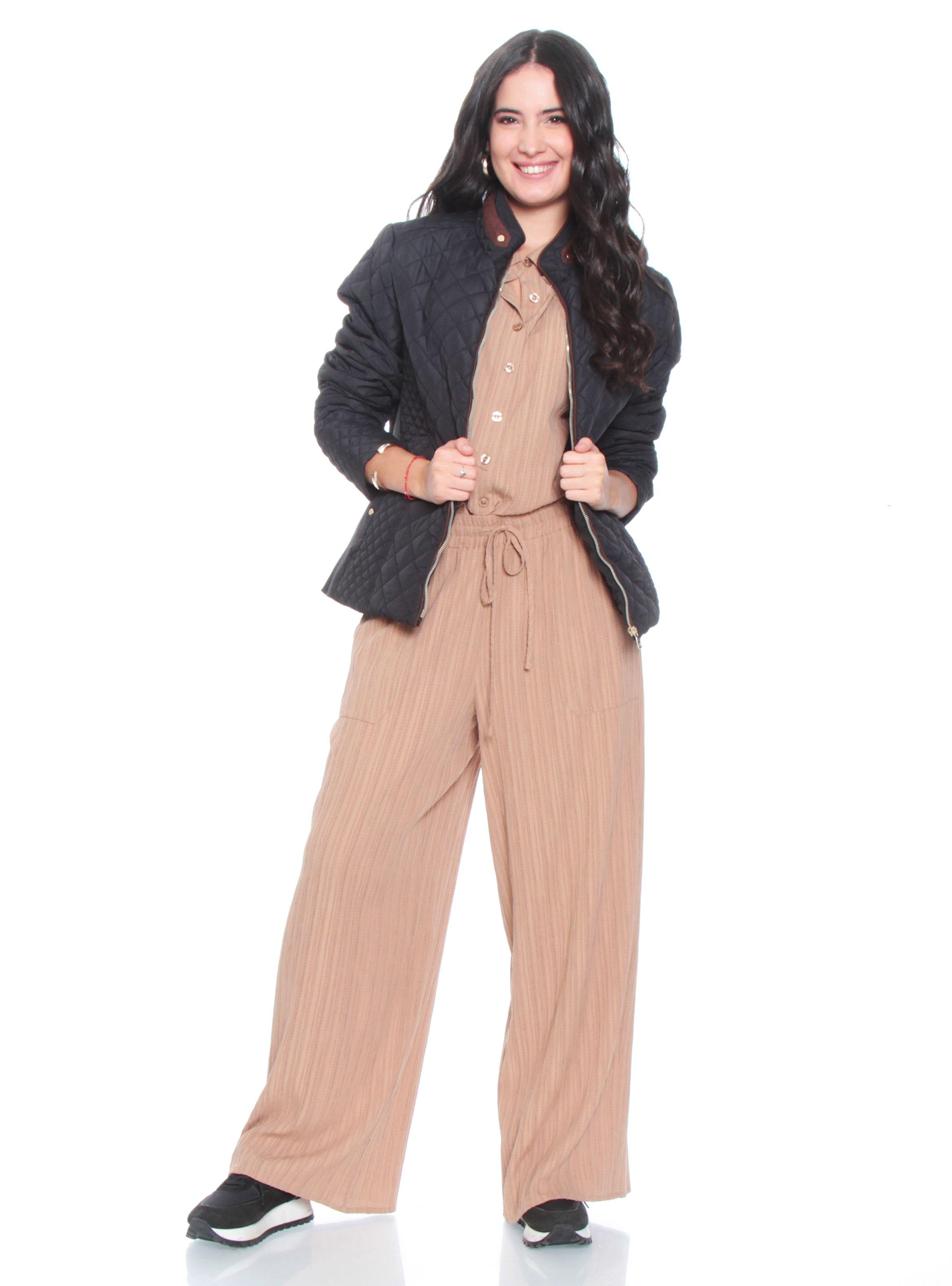Parka Manga Larga Cuello Mao Bolsillo Ojal y Rib-3