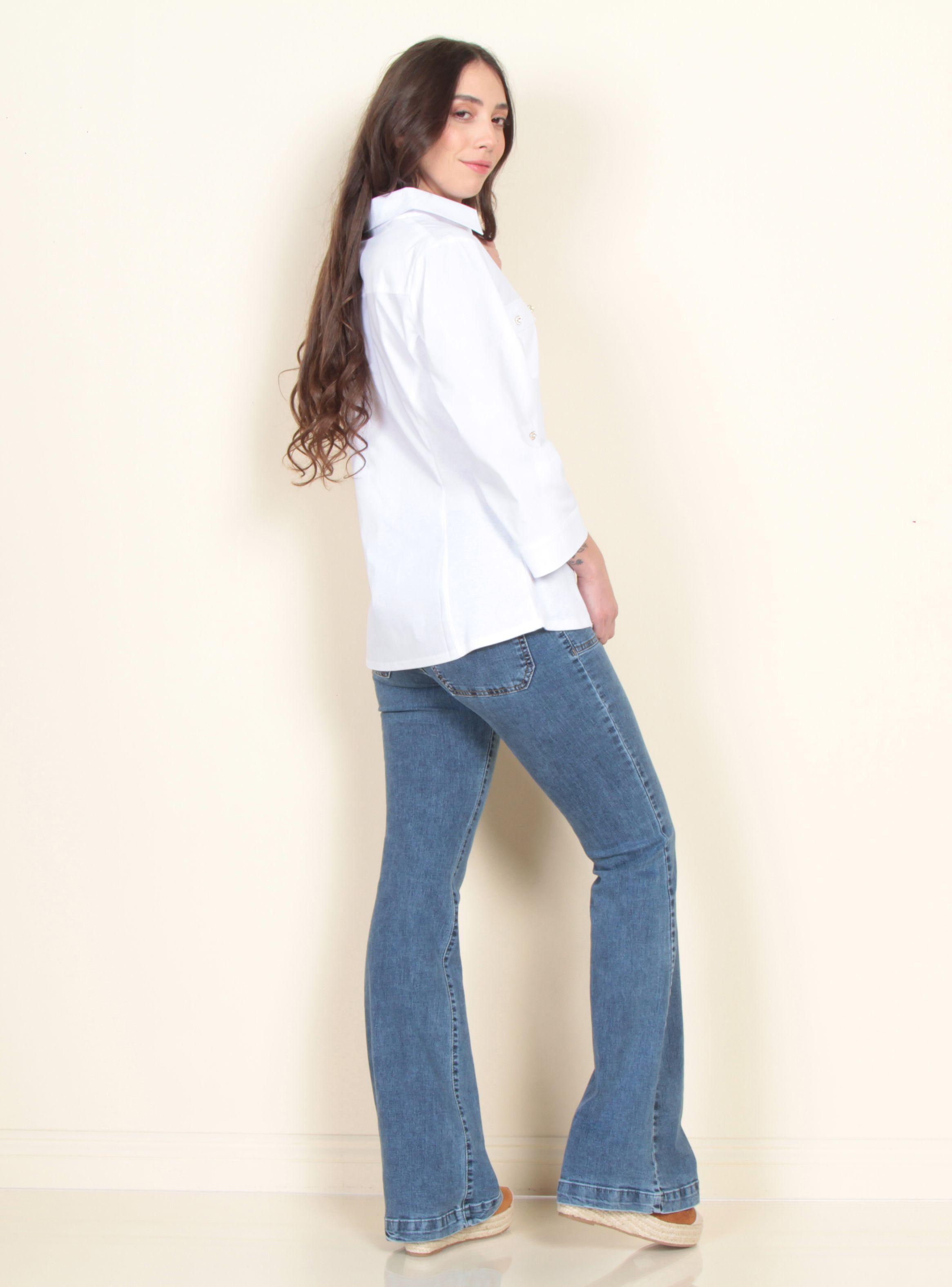 Blusa Manga 3/4 Abotonada en Delantero Tapetas-4