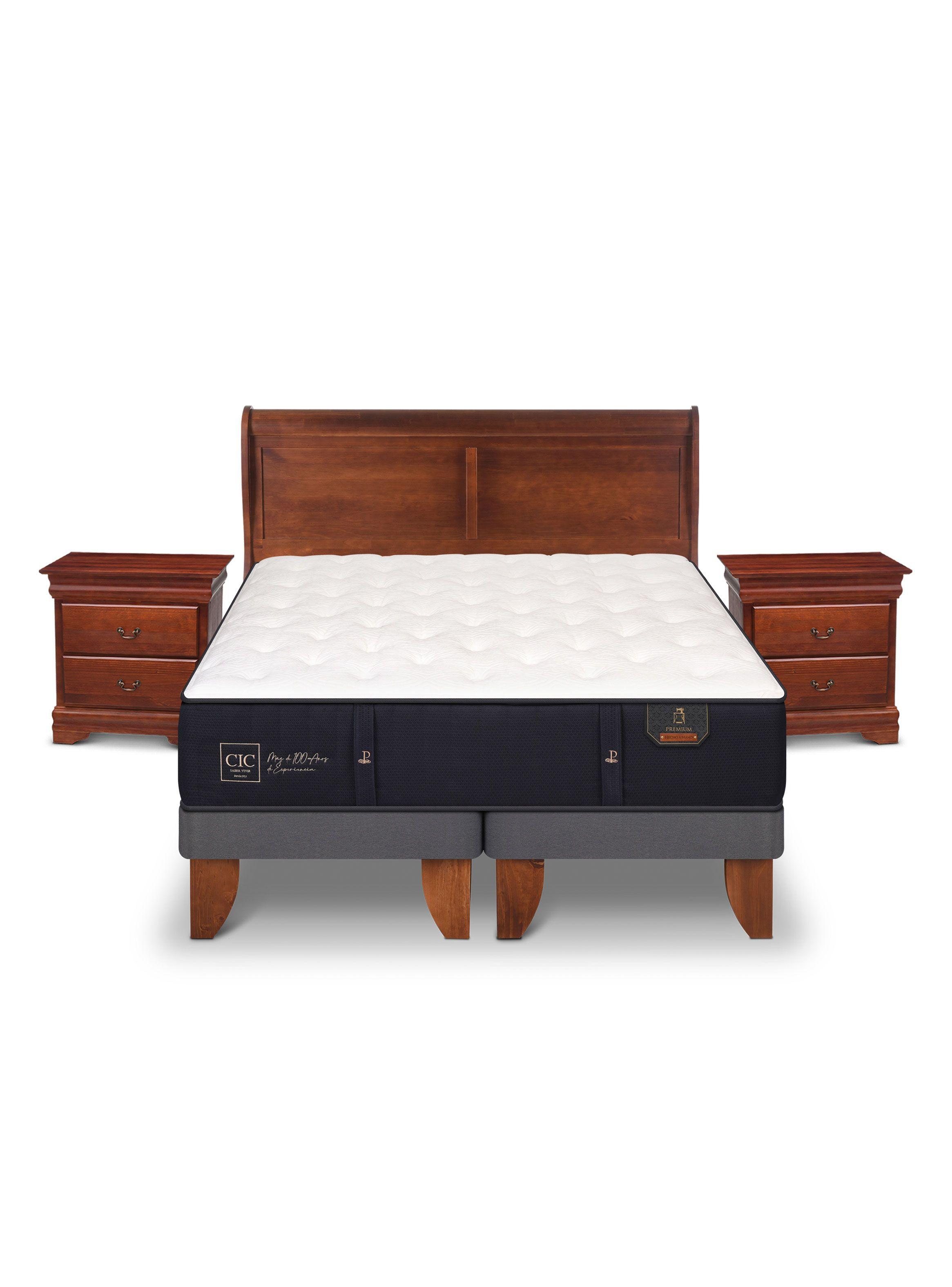 Cama Europea Premium 2 Plazas Base Dividida Miro + Set Muebles-2