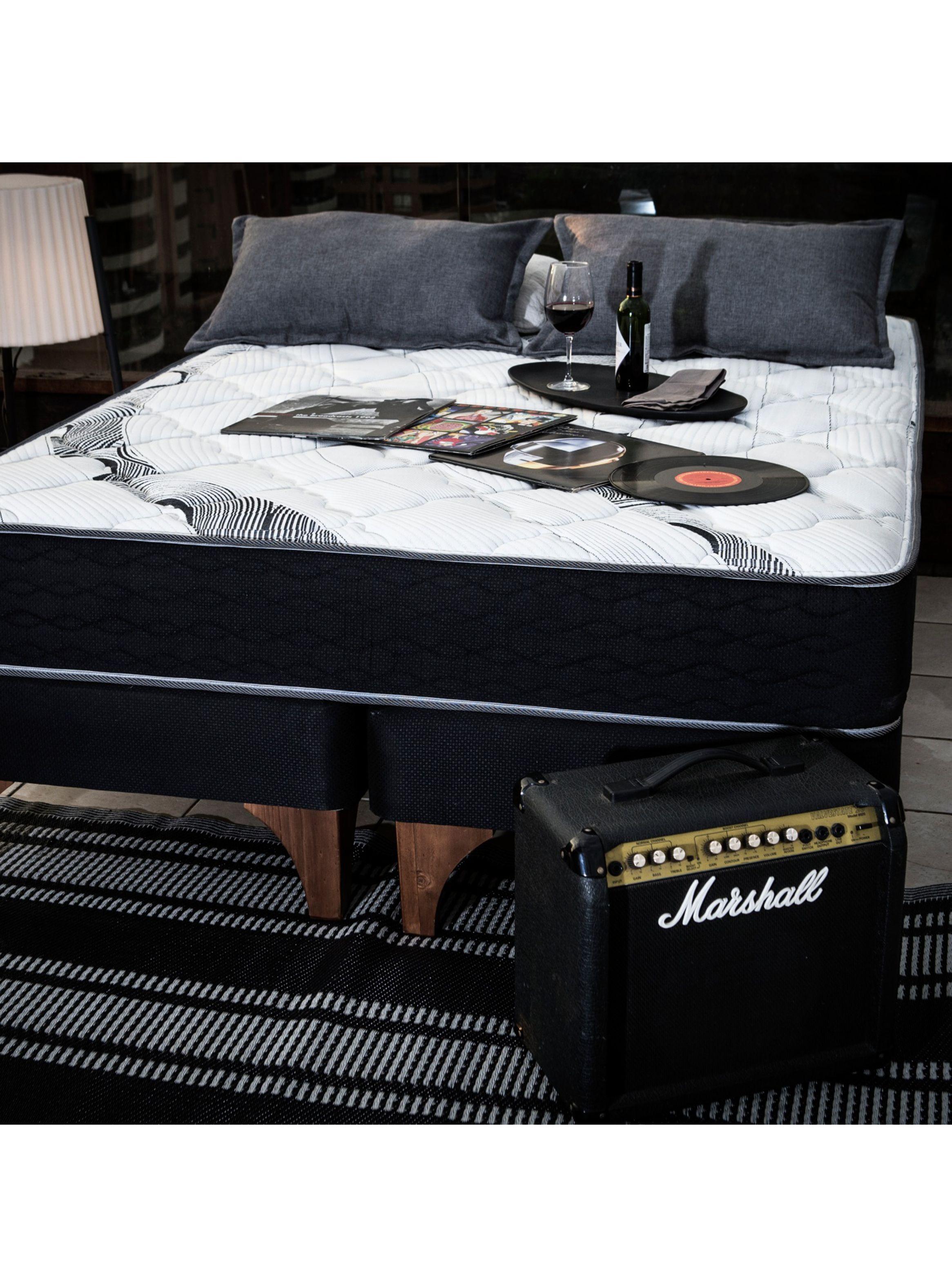 Cama Europea One 2 Plazas 150 x 200 cm + Respaldo Modern Grafito-4