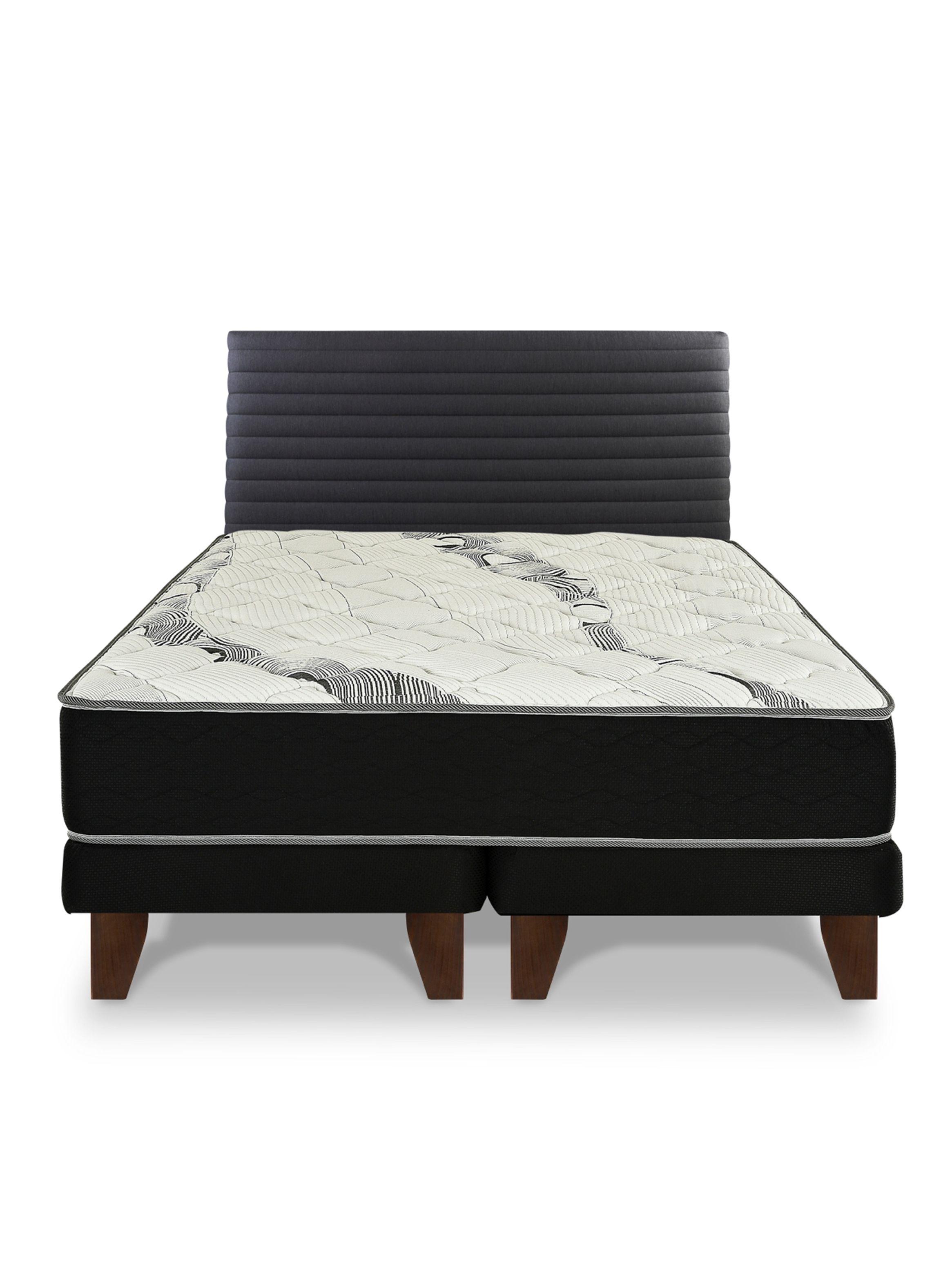 Cama Europea One 2 Plazas 150 x 200 cm + Respaldo Modern Grafito-1