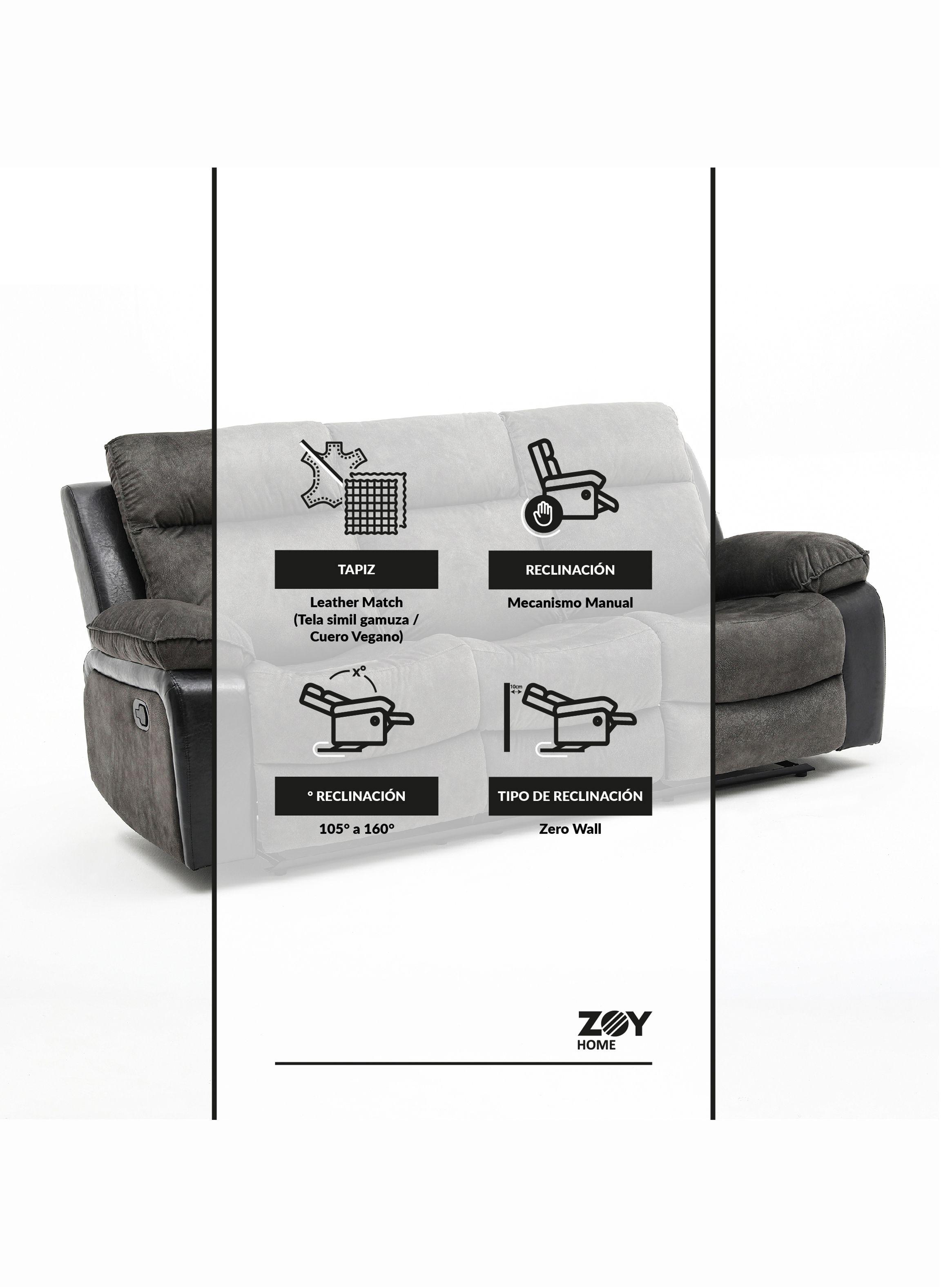 Reclinable 3 Cuerpos Brunei Tela Mix-5