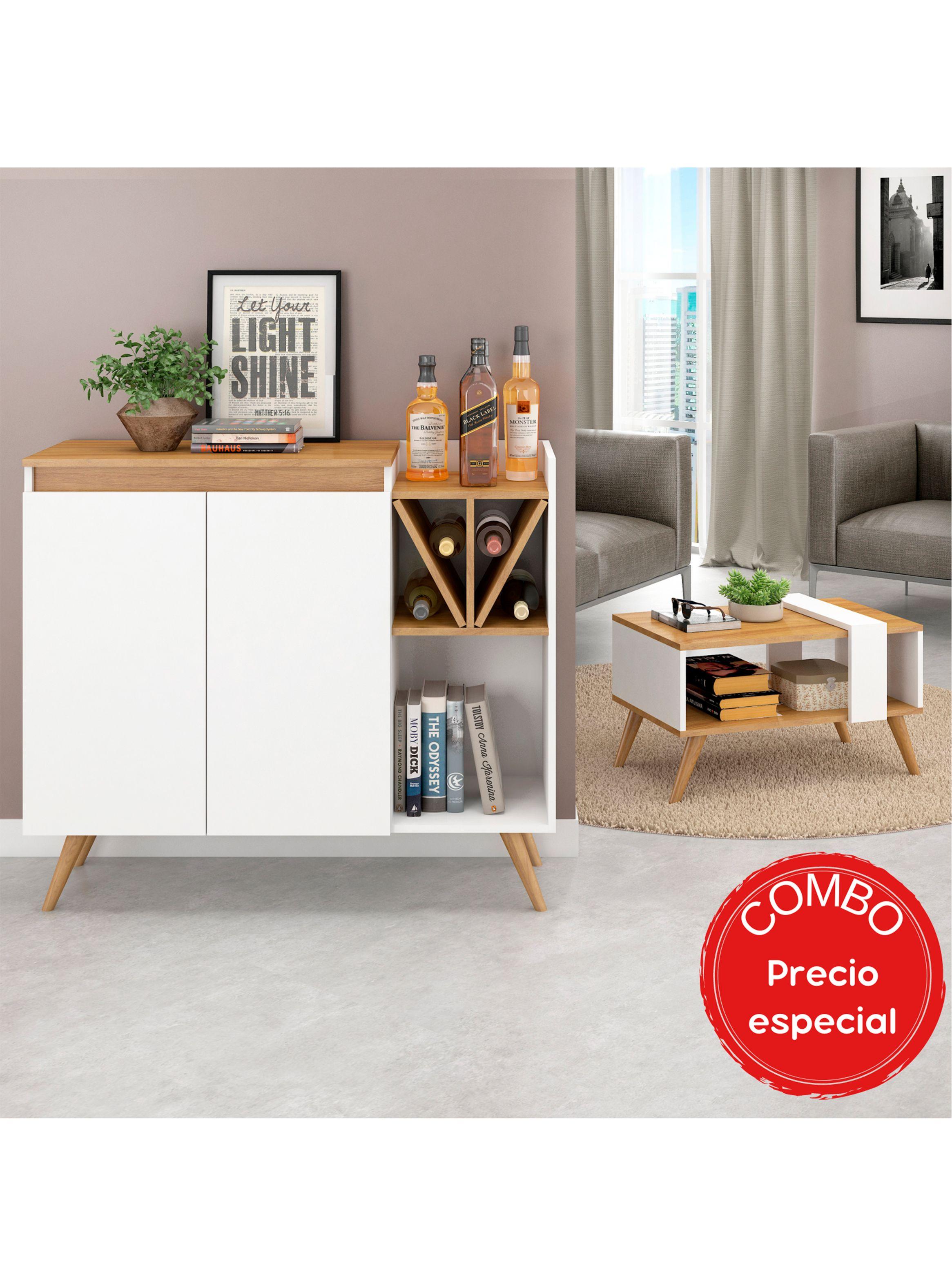 Combo Buffet Cava y Mesa de Centro Blanco Nogal-4